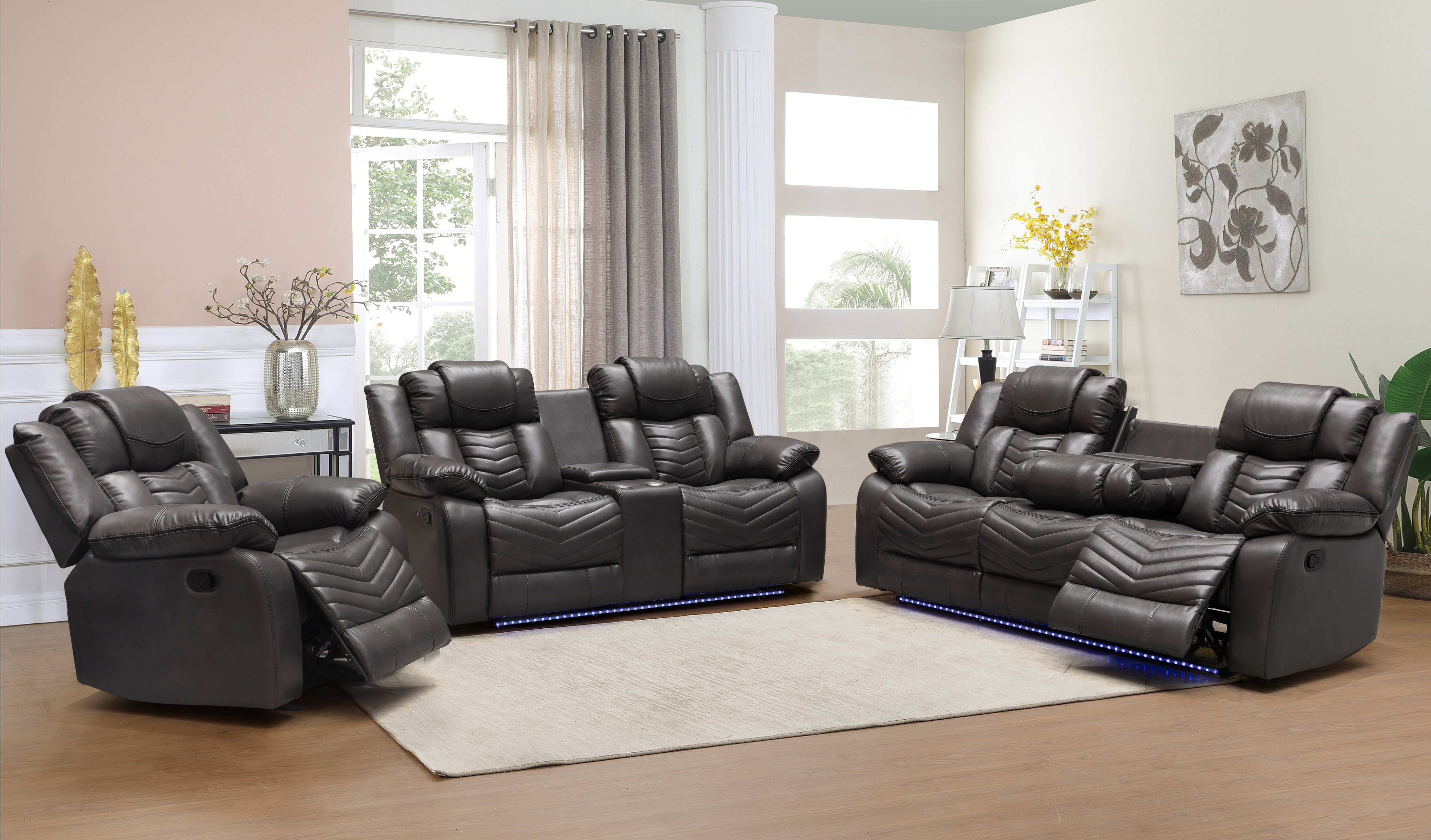 ROGER Recliner Sofa Set - Air Leather