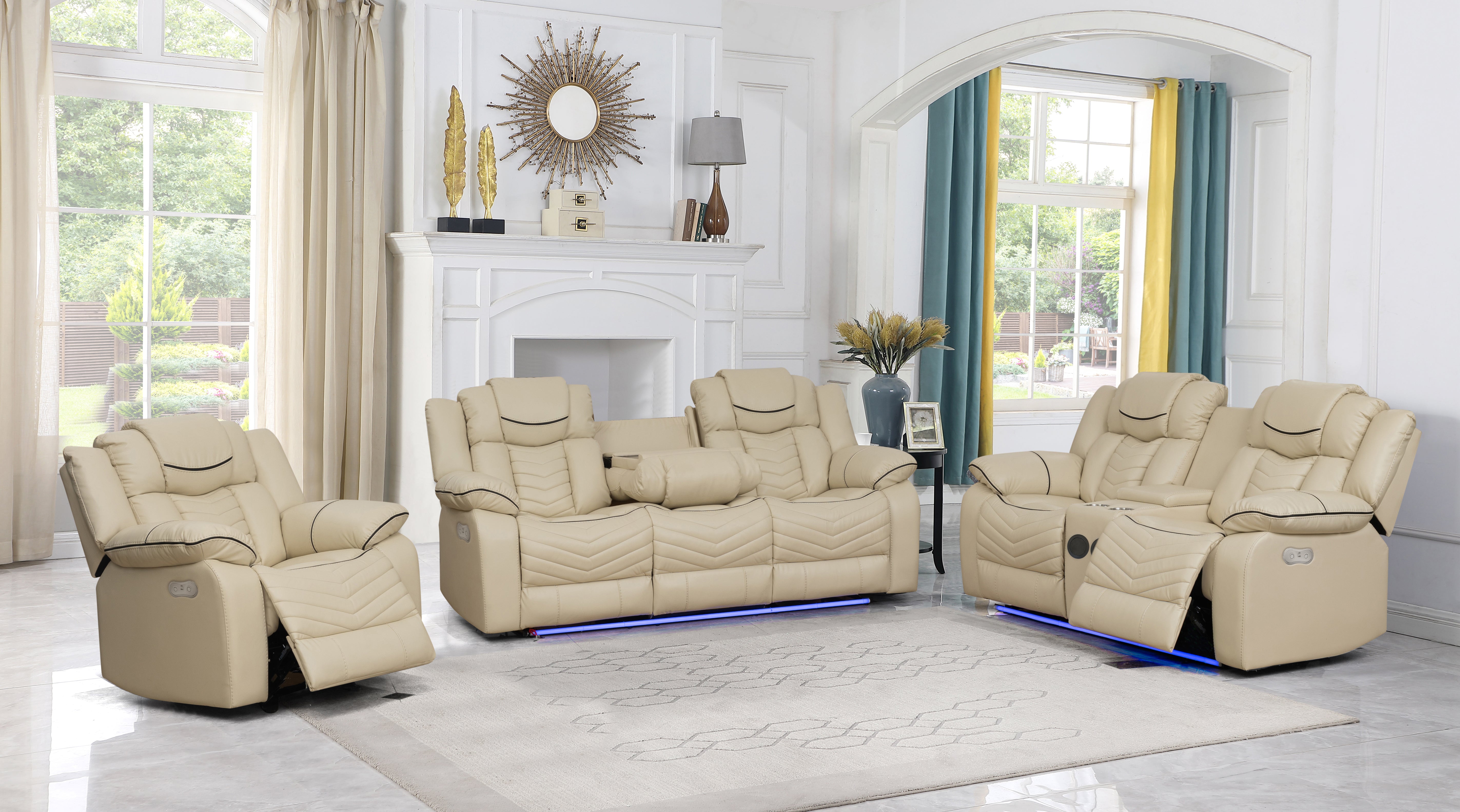 Image of roger-pro power recliner sofa set - air leather.