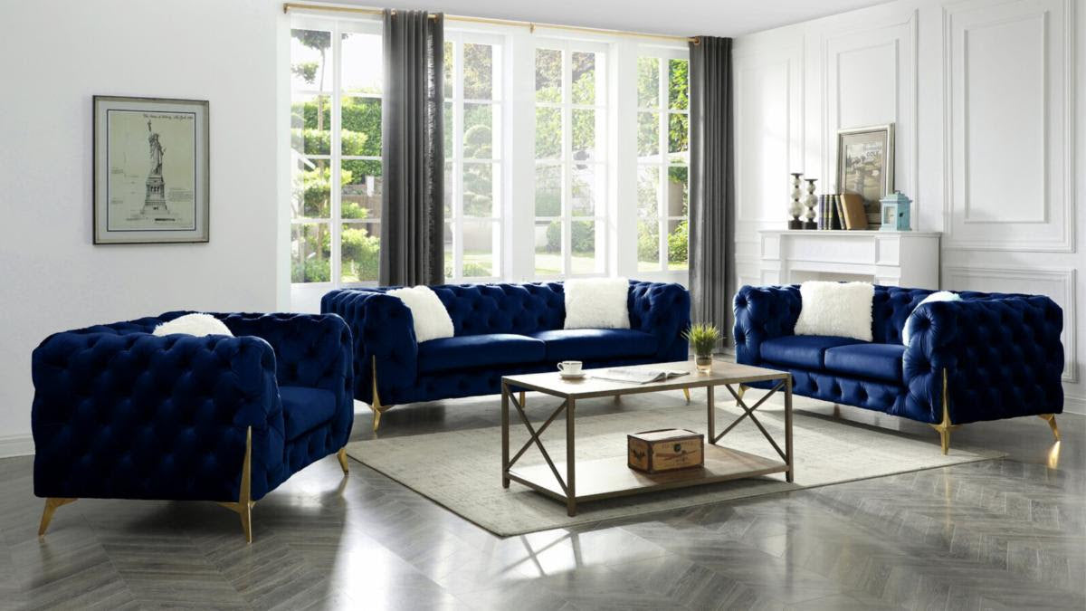 Image of rola sofa set 3 pieces velvet.