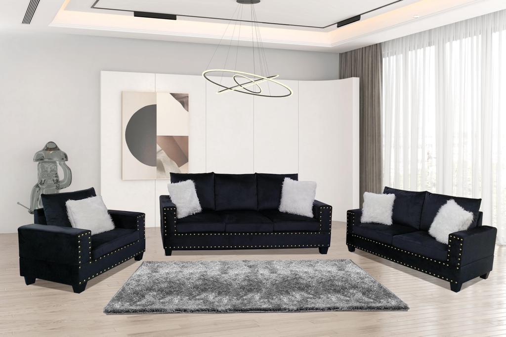 SILVY ENSEMBLE CANAPÉ 3 PIÈCES VELOURS