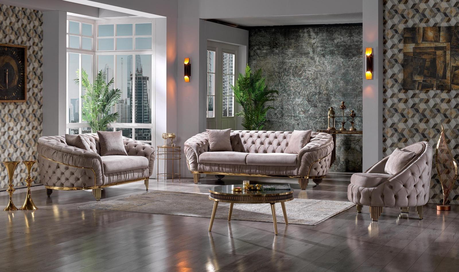 Image of vanessa sofa set fabric 3pcs.