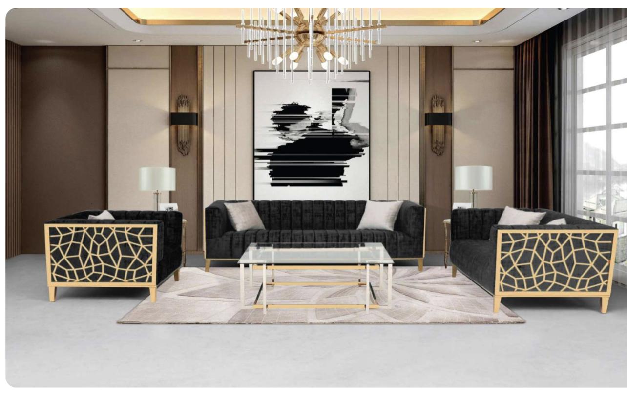 Image of ariel sofa set fabric 3pcs.