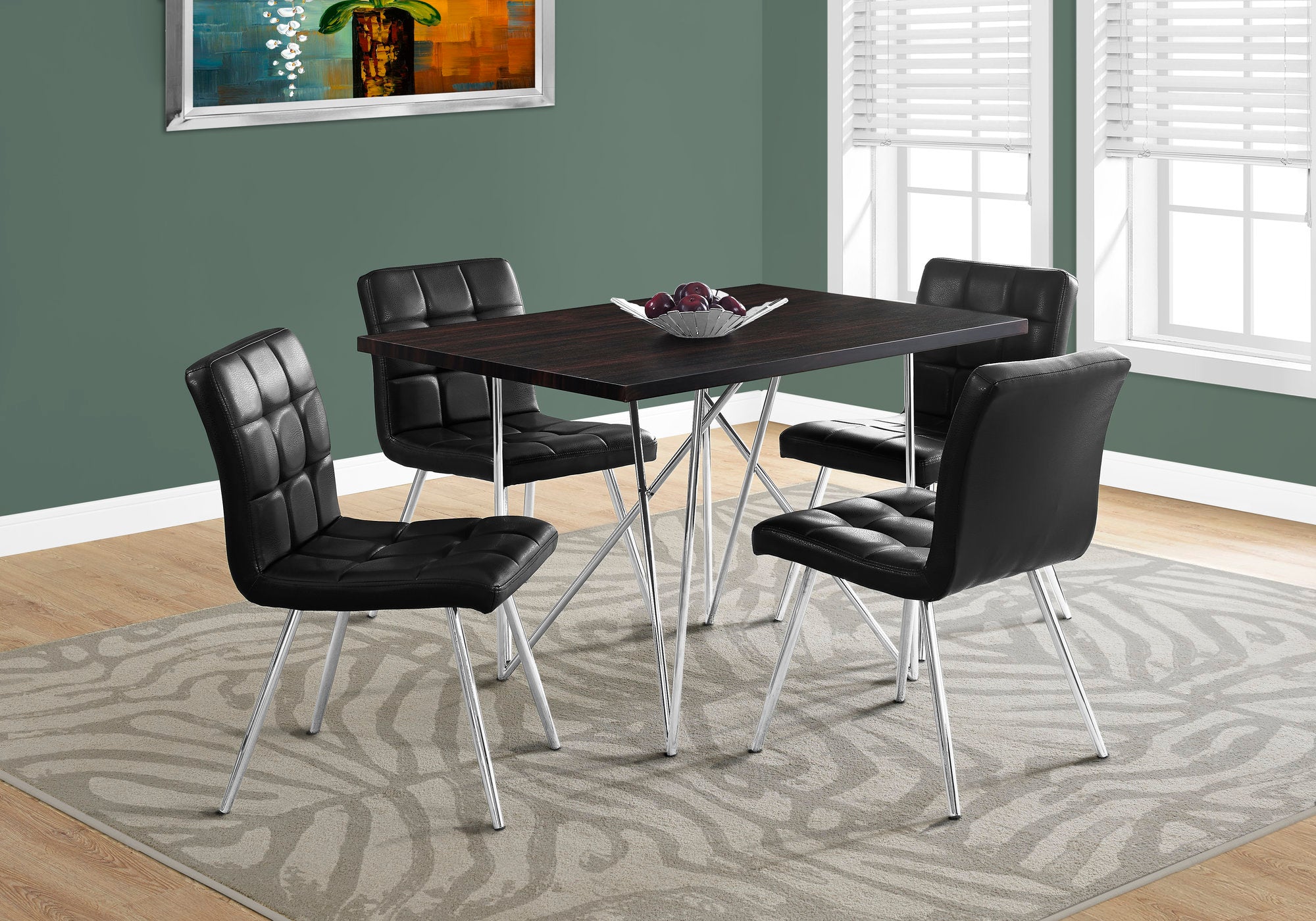 dining table 32x 48 espresso chrome metal i1039