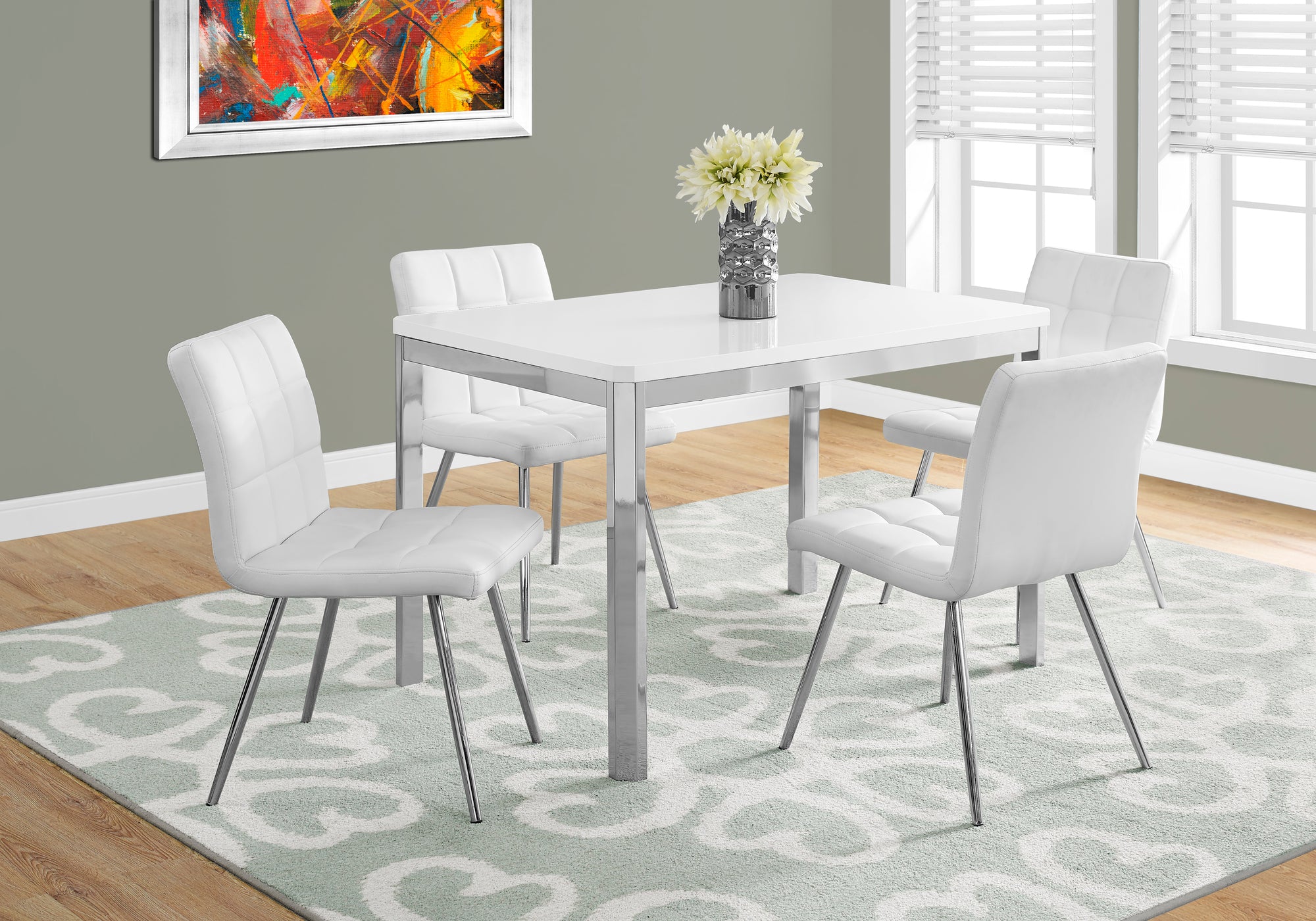 dining table 32x 48 white chrome metal i1041