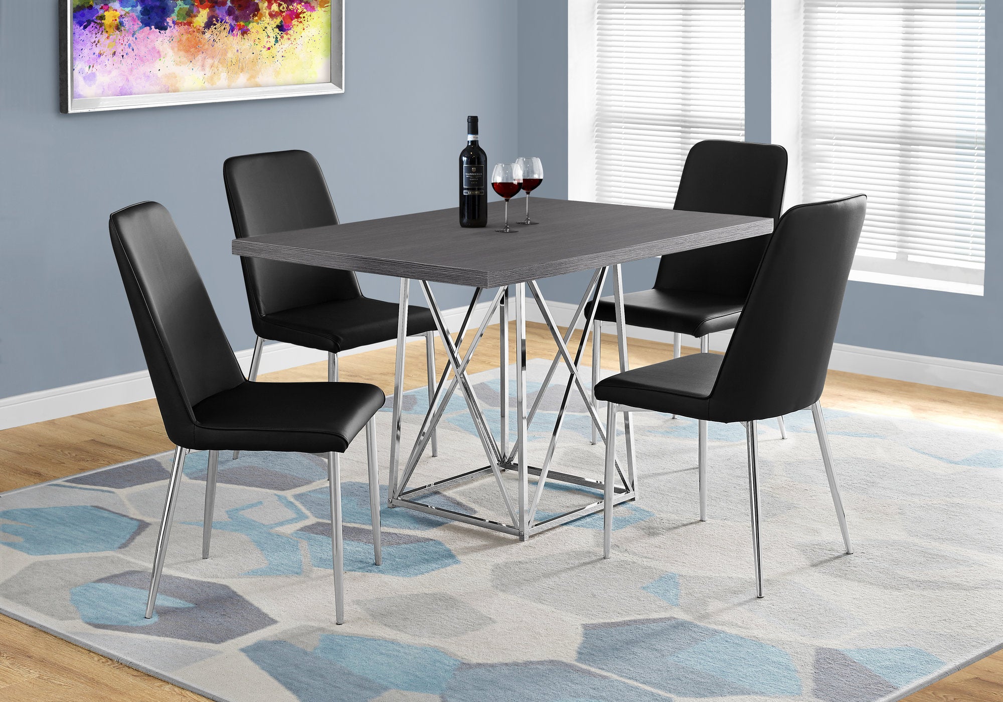 Image of dining table - 36inch x 48inch grey chrome metal  i 1059.