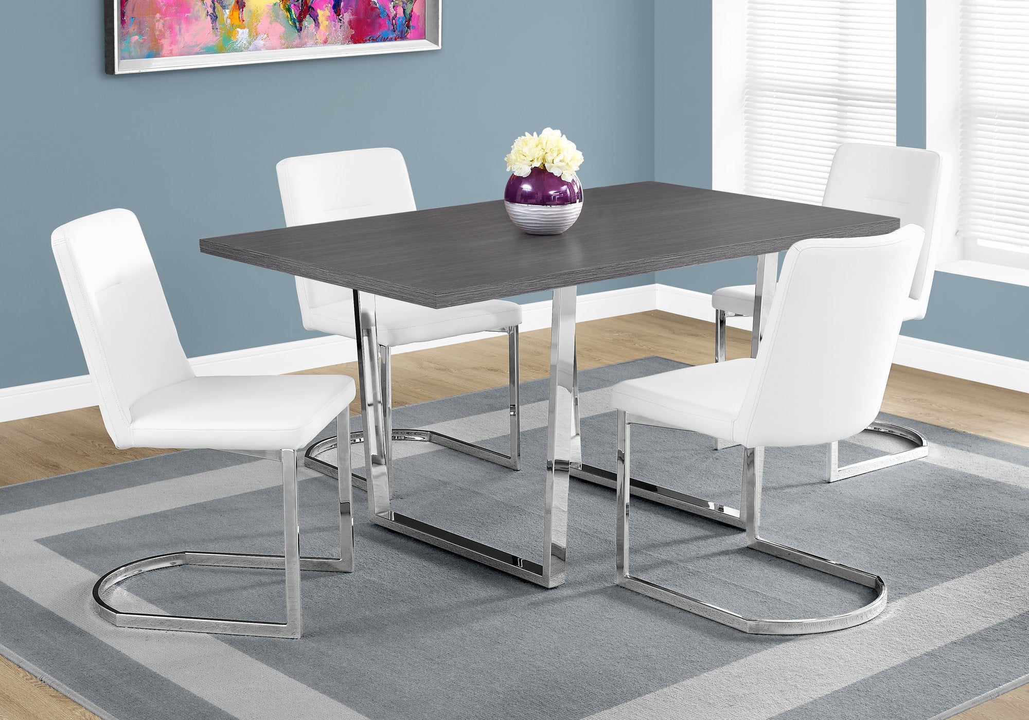 Image of dining table - 36inch x 60inch grey chrome metal  i 1120.