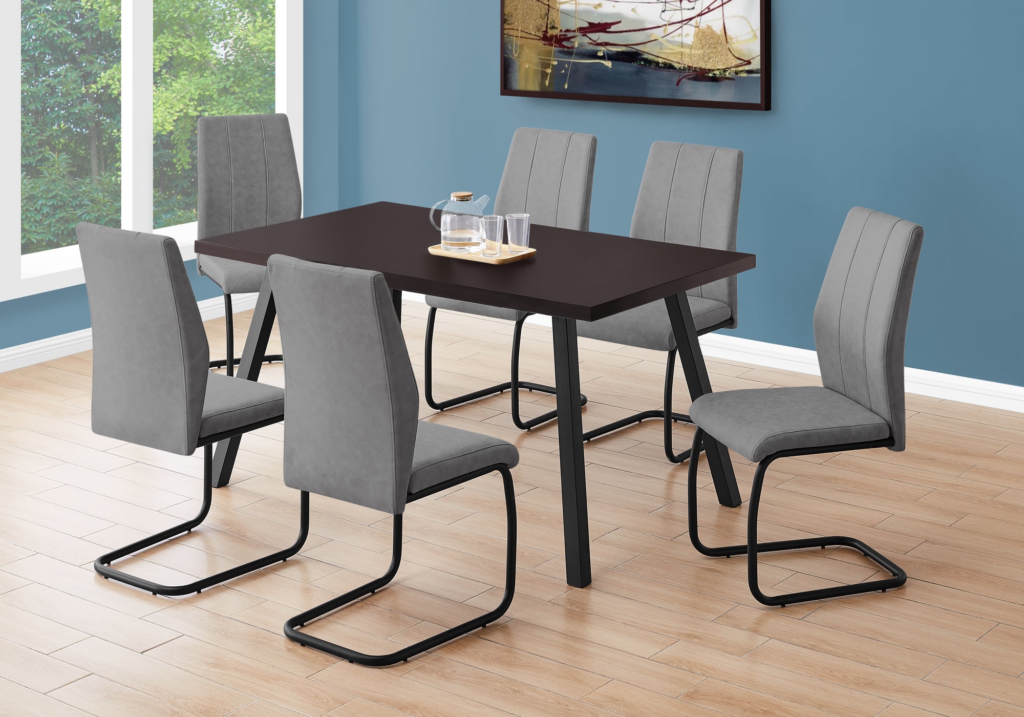 Image of dining table - 36inch x 60inch espresso black metal  i 1138.