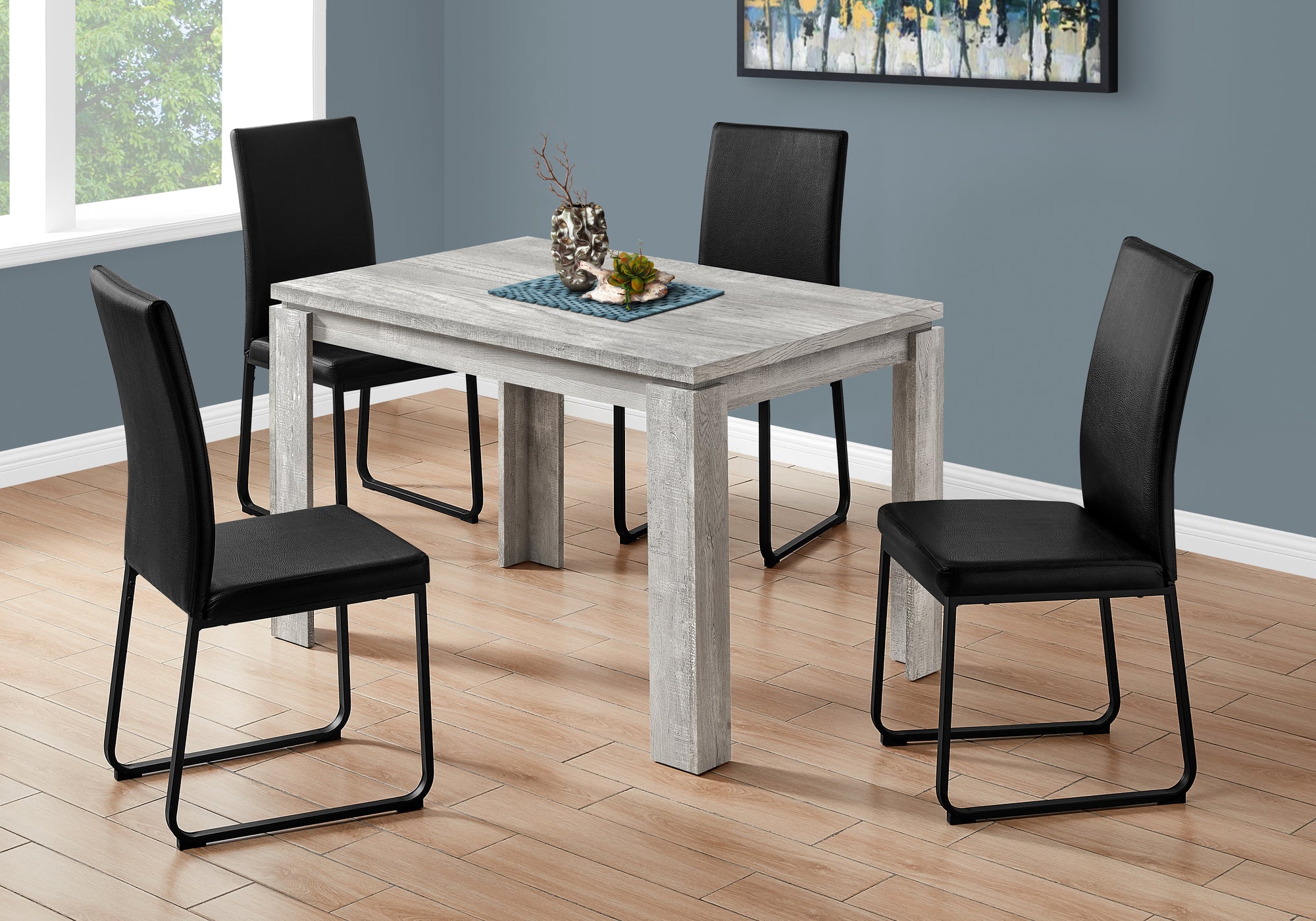 Image of dining table - 32inch x 48inch grey reclaimed wood-look  i 1164.