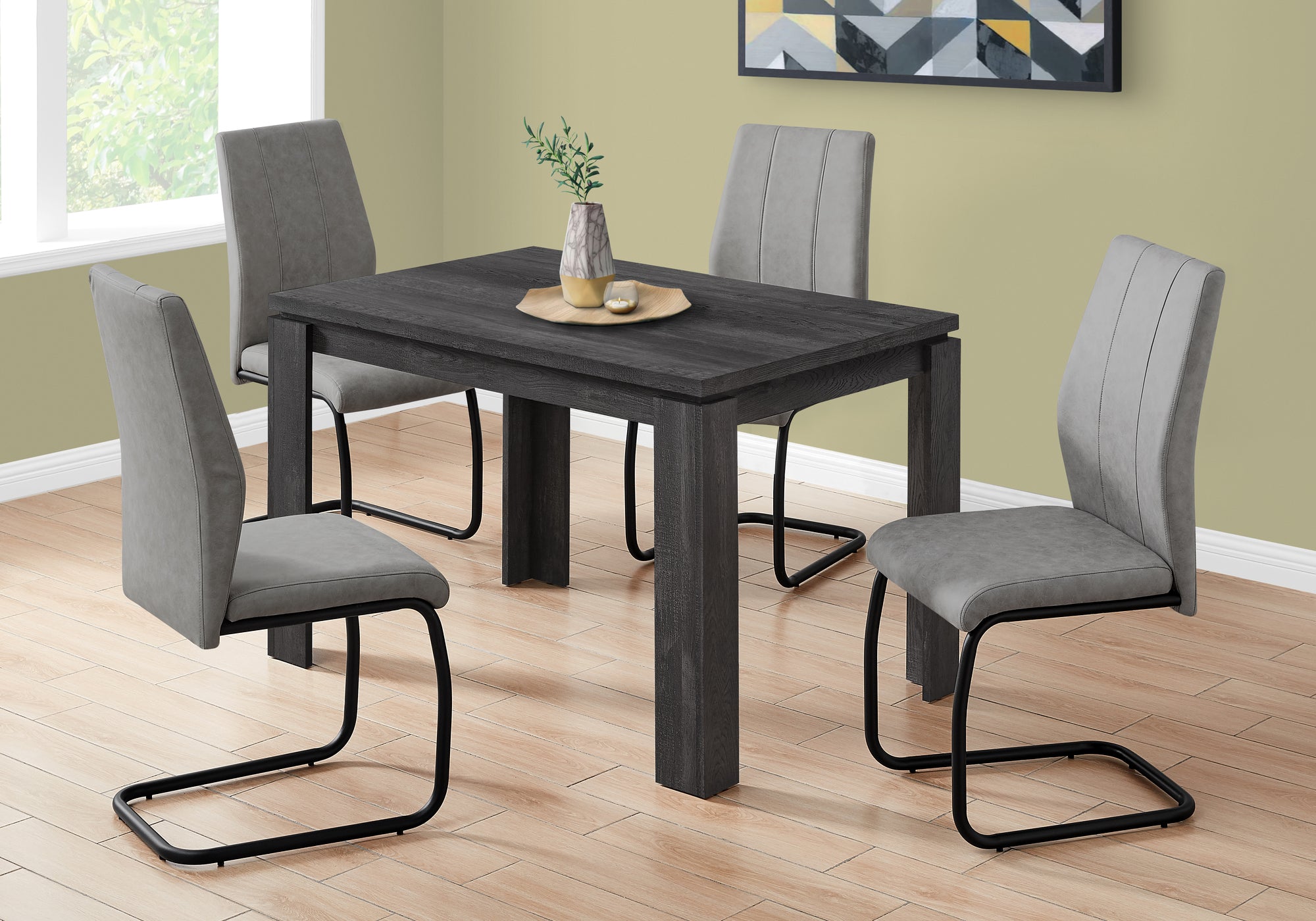 Image of dining table - 32inch x 48inch black reclaimed wood-look  i 1166.