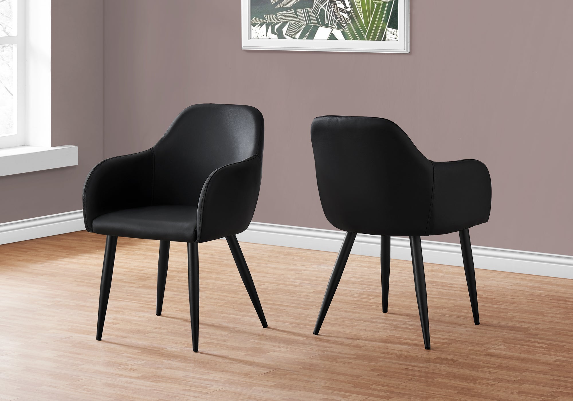 Image of dining chair - 2pcs 33inch h black leather-look black  i 1193.
