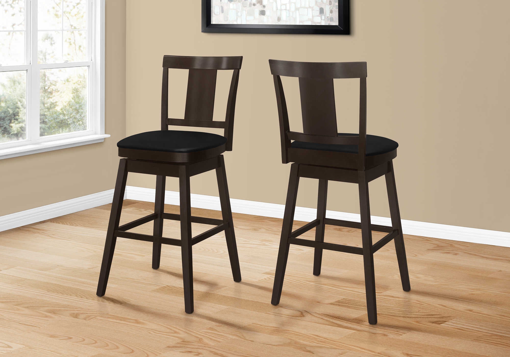 Image of barstool - 2pcs  44h  espresso  swivel bar height i 1230.