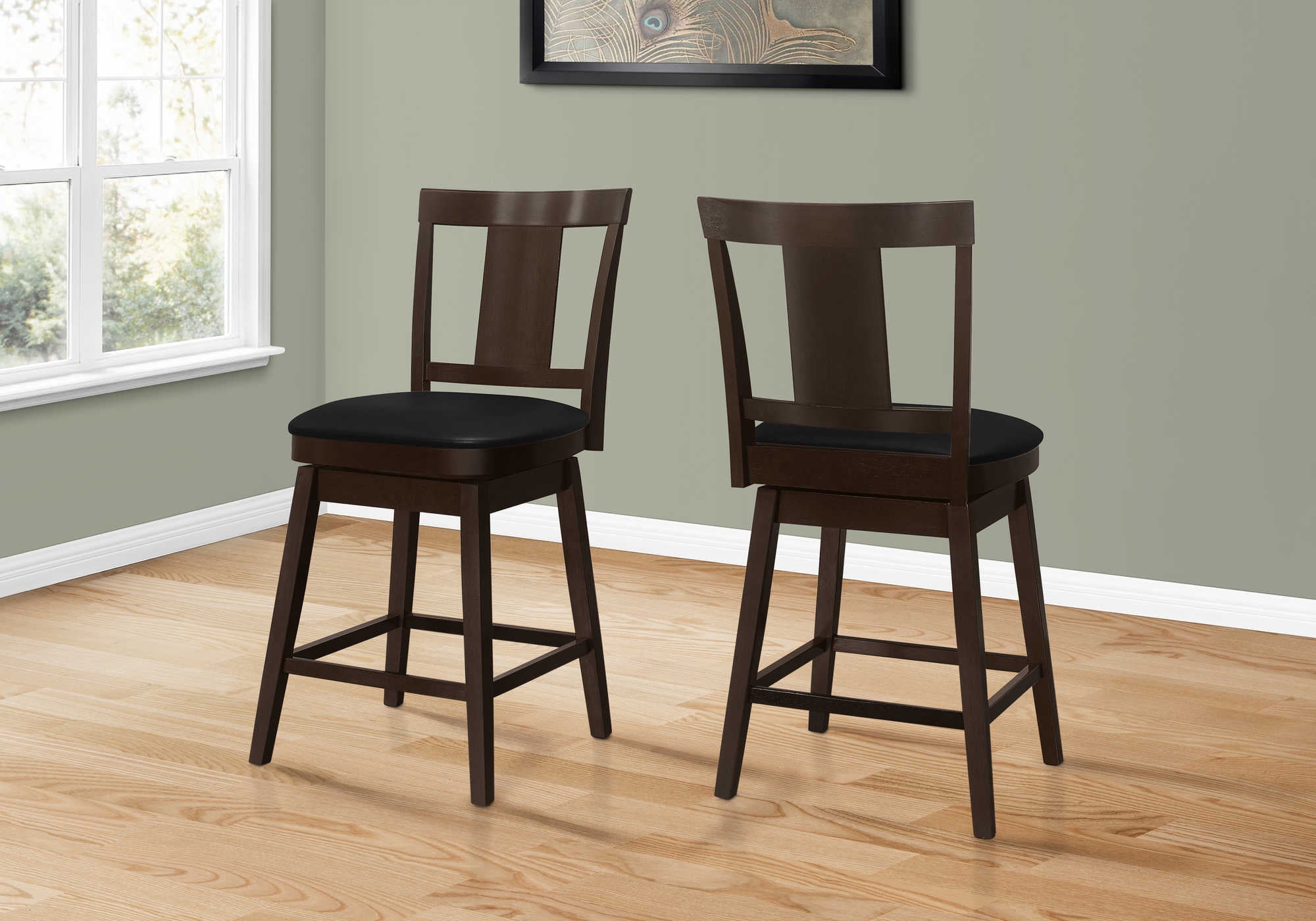 Image of barstool - 2pcs  39h  espresso  swivel counter height i 1231.