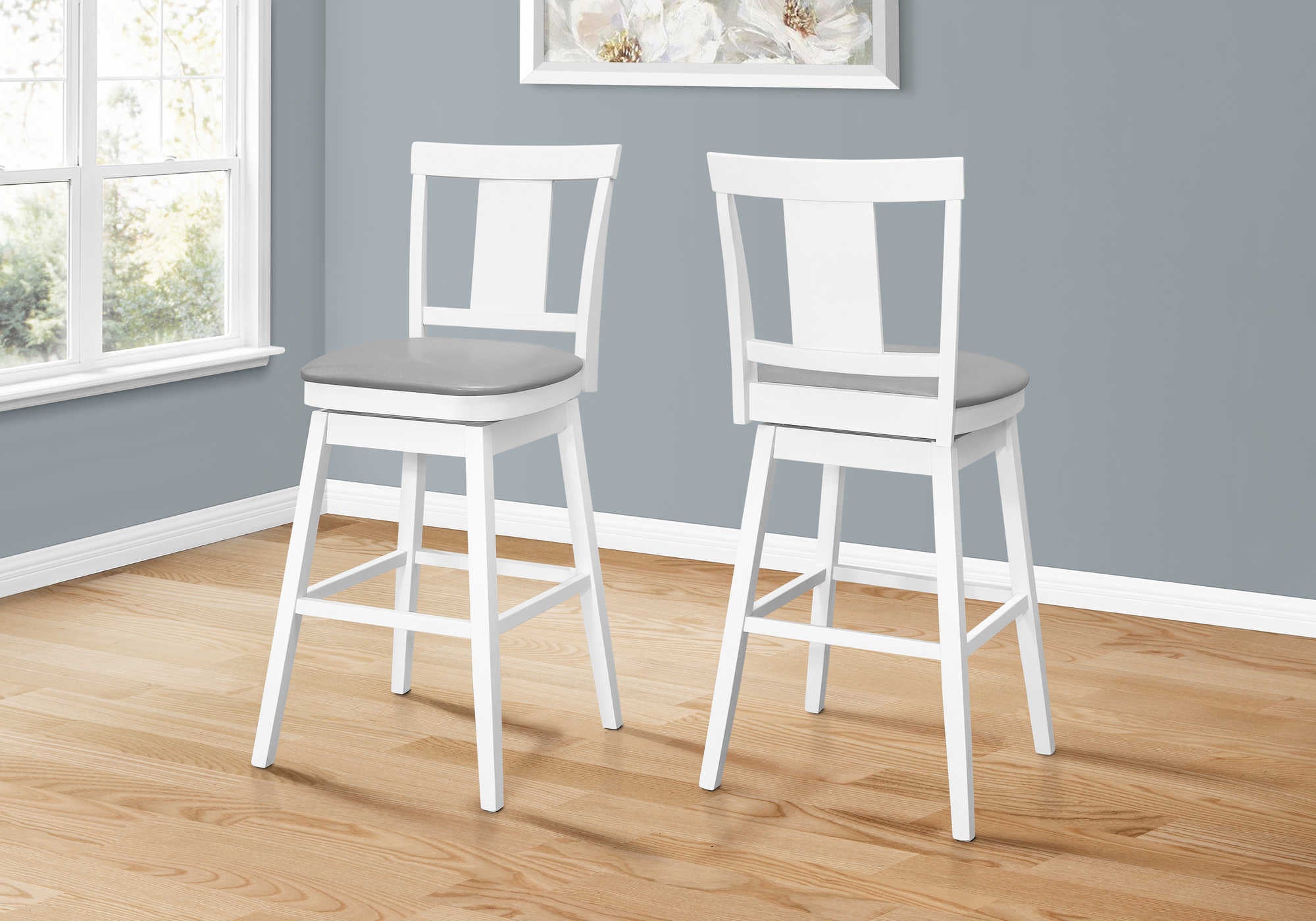 Image of barstool - 2pcs  44h  white  swivel bar height i 1232.