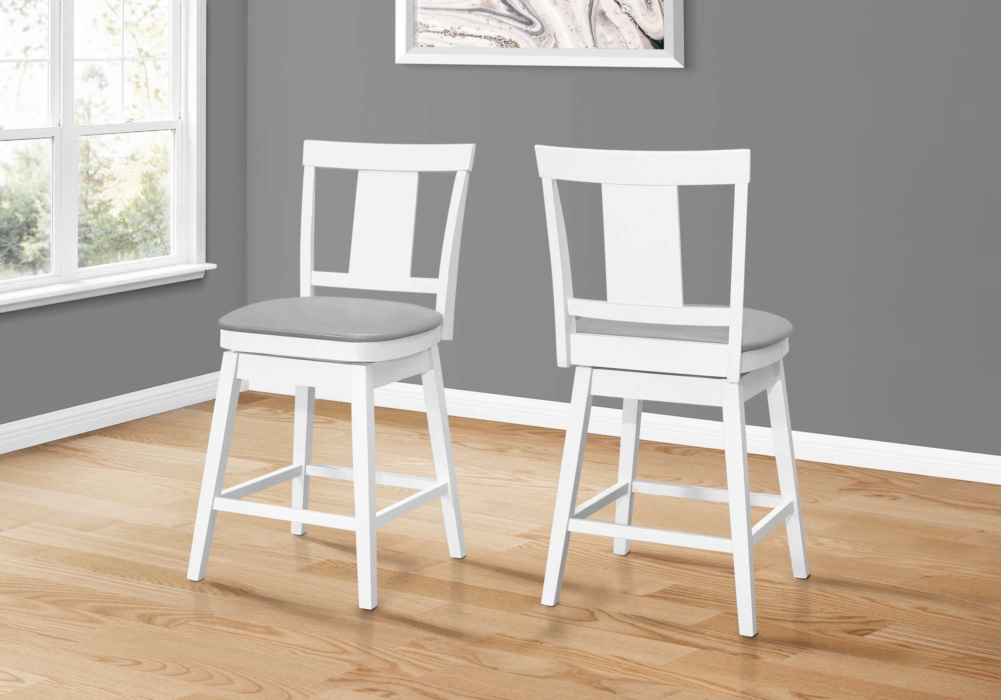 Image of barstool - 2pcs  39h  white  swivel counter height i 1233.