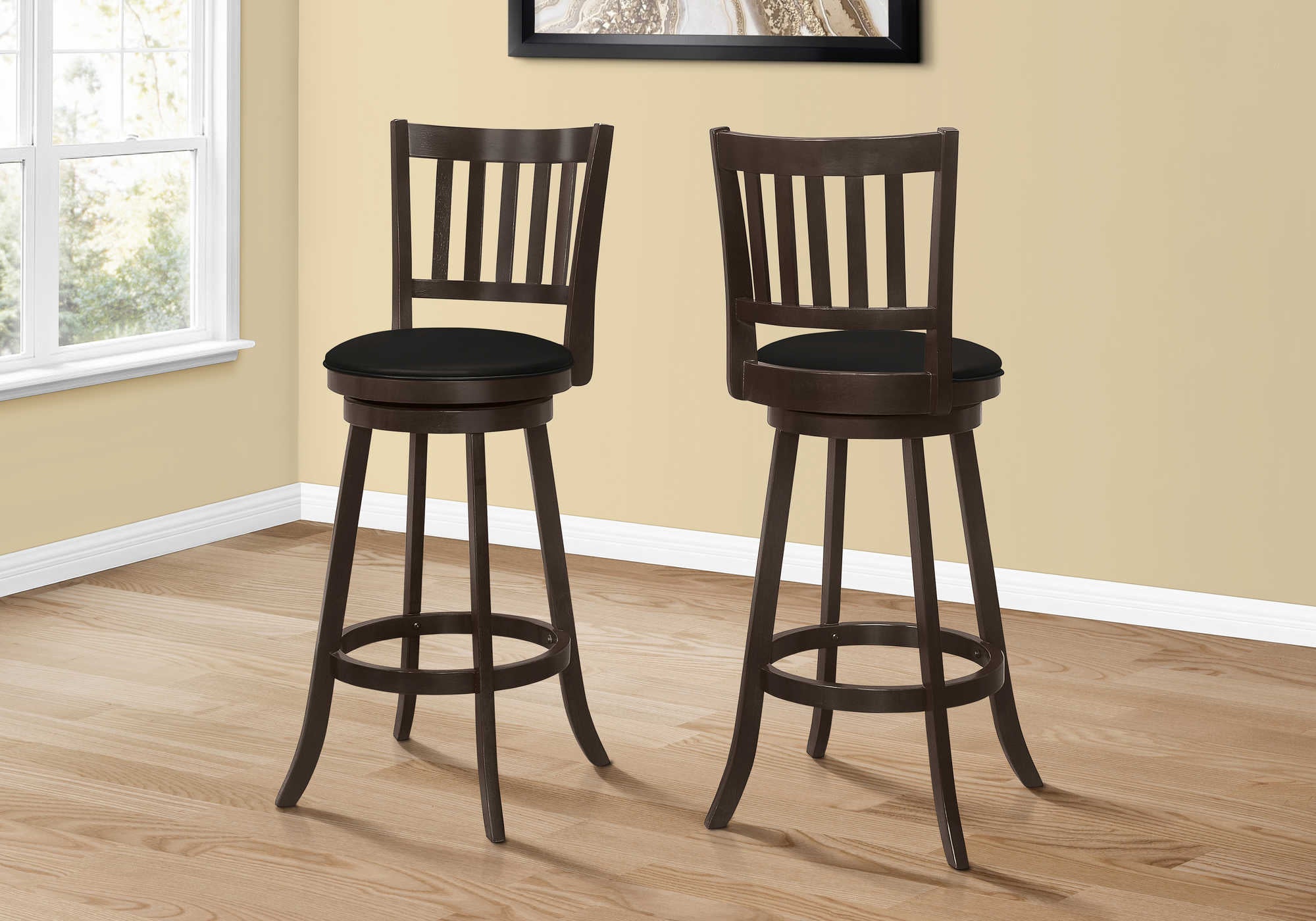 Image of barstool - 2pcs  44h  espresso  swivel bar height i 1236.