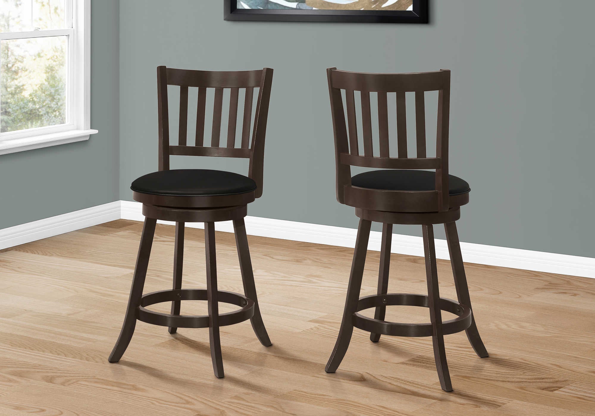 Image of barstool - 2pcs  39h  espresso  swivel counter height i 1237.