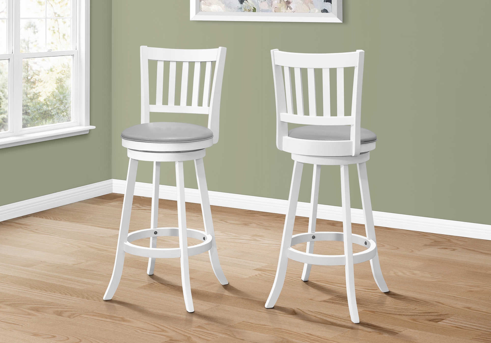 Image of barstool - 2pcs  44h  white  swivel bar height i 1238.