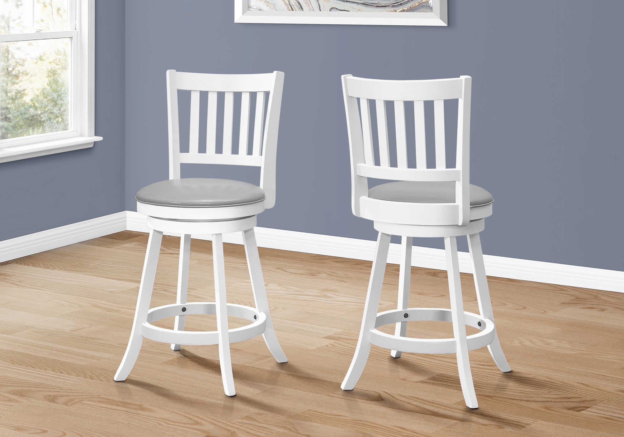 Image of barstool - 2pcs  39h  white  swivel counter height i 1239.