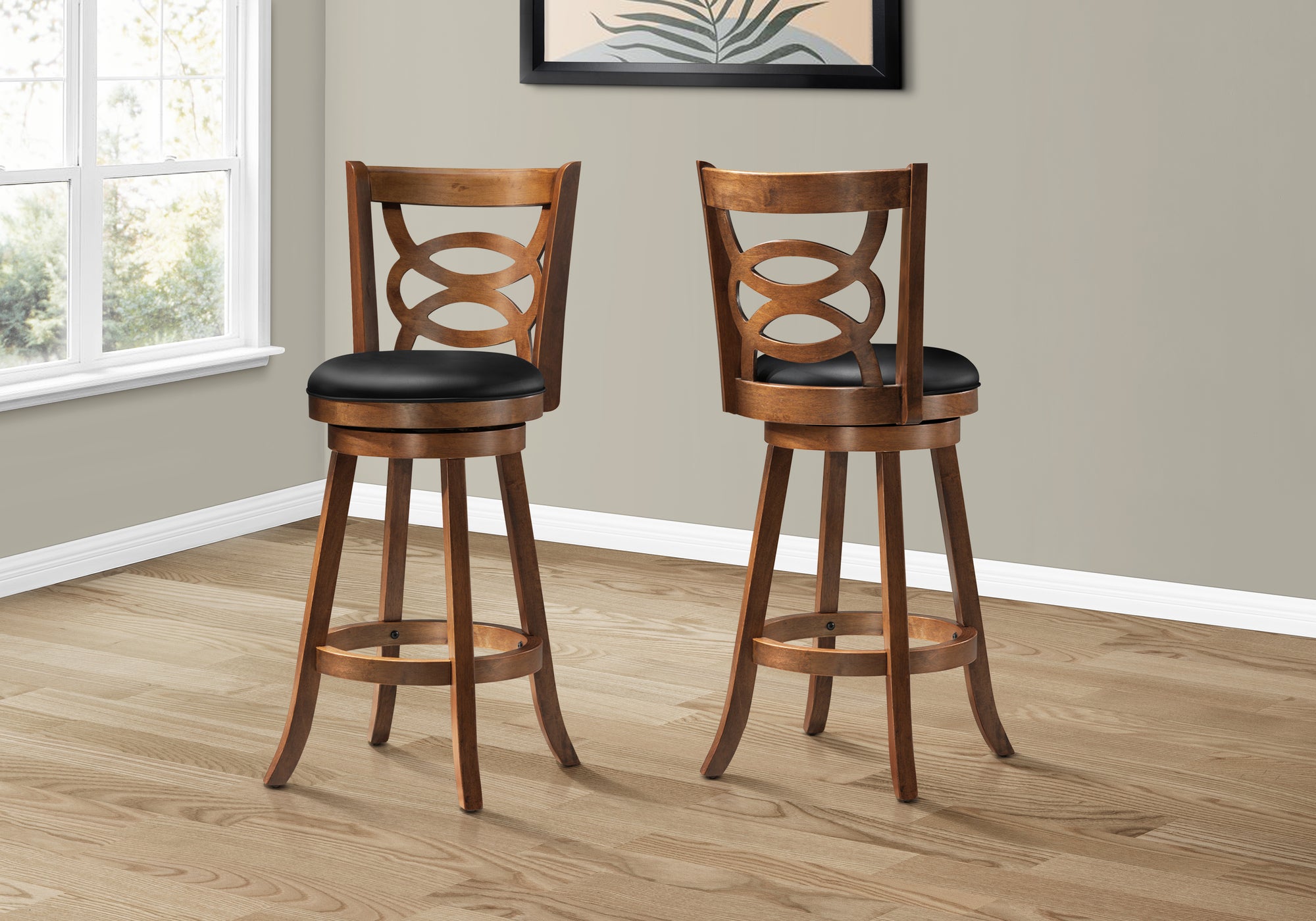 Image of barstool - 2pcs 42inch h swivel dark oak bar height  i 1251.