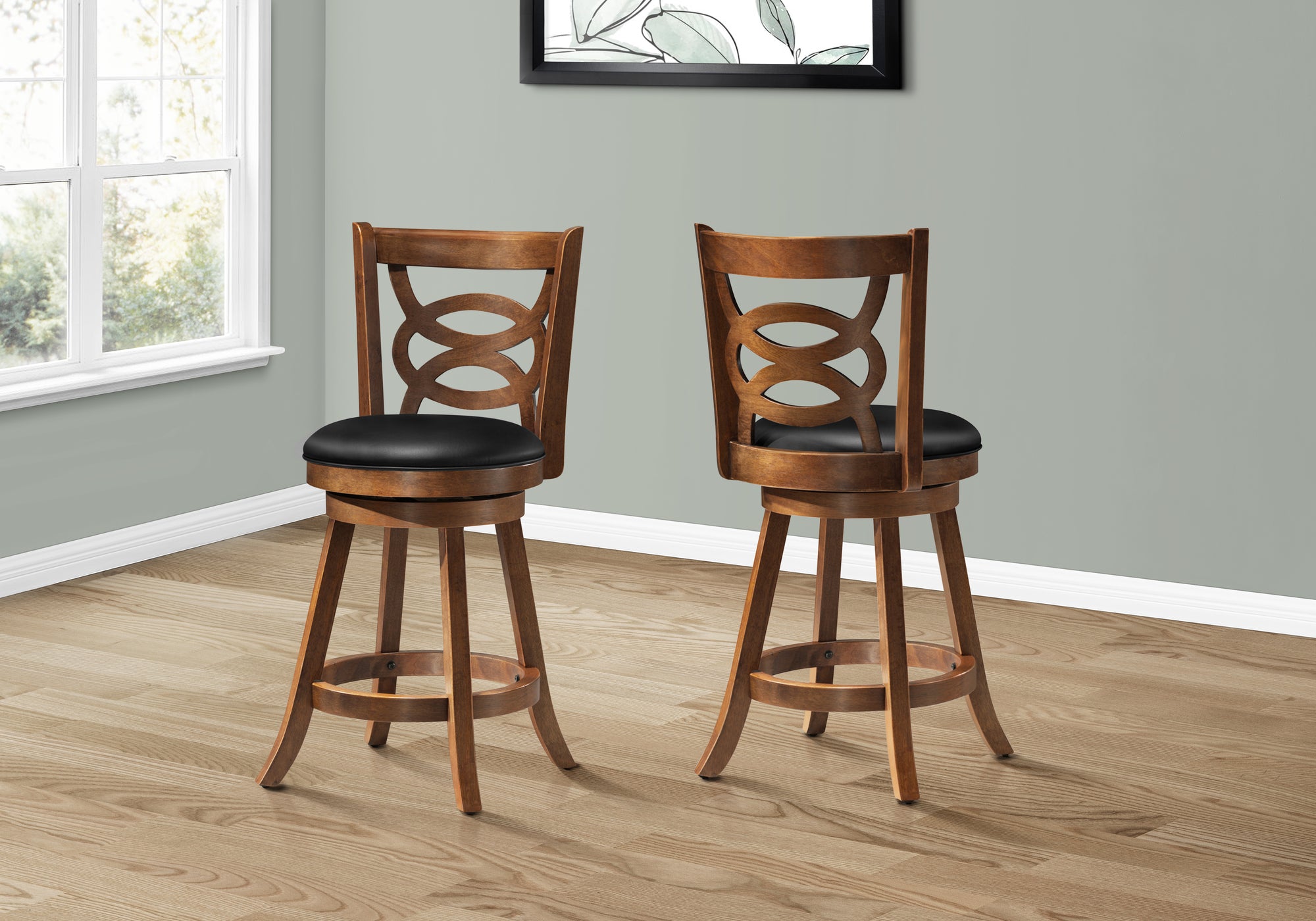 Image of barstool - 2pcs 39inch h swivel oak counter height  i 1252.