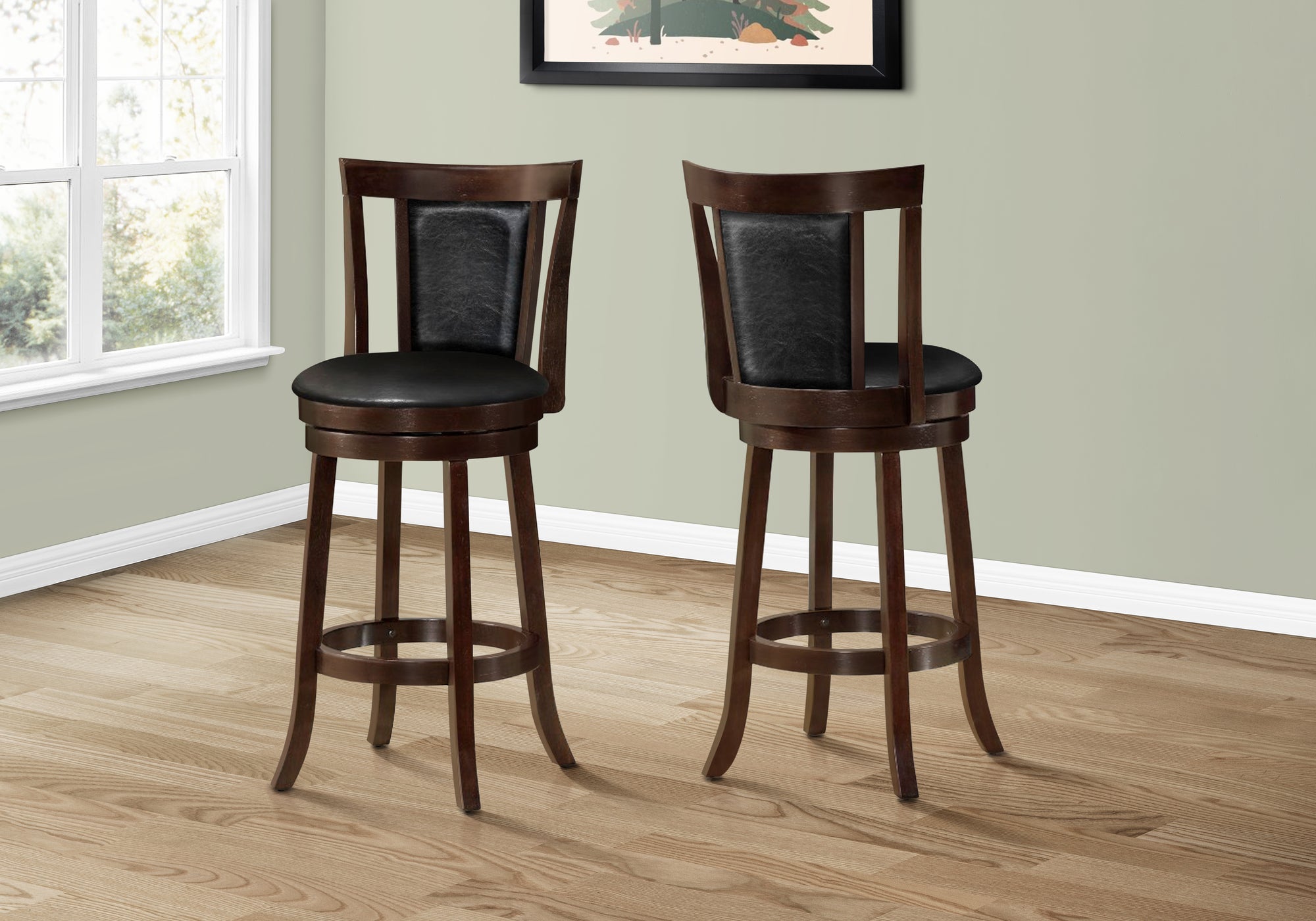 Image of barstool - 2pcs 43inch h swivel espresso bar height  i 1287.