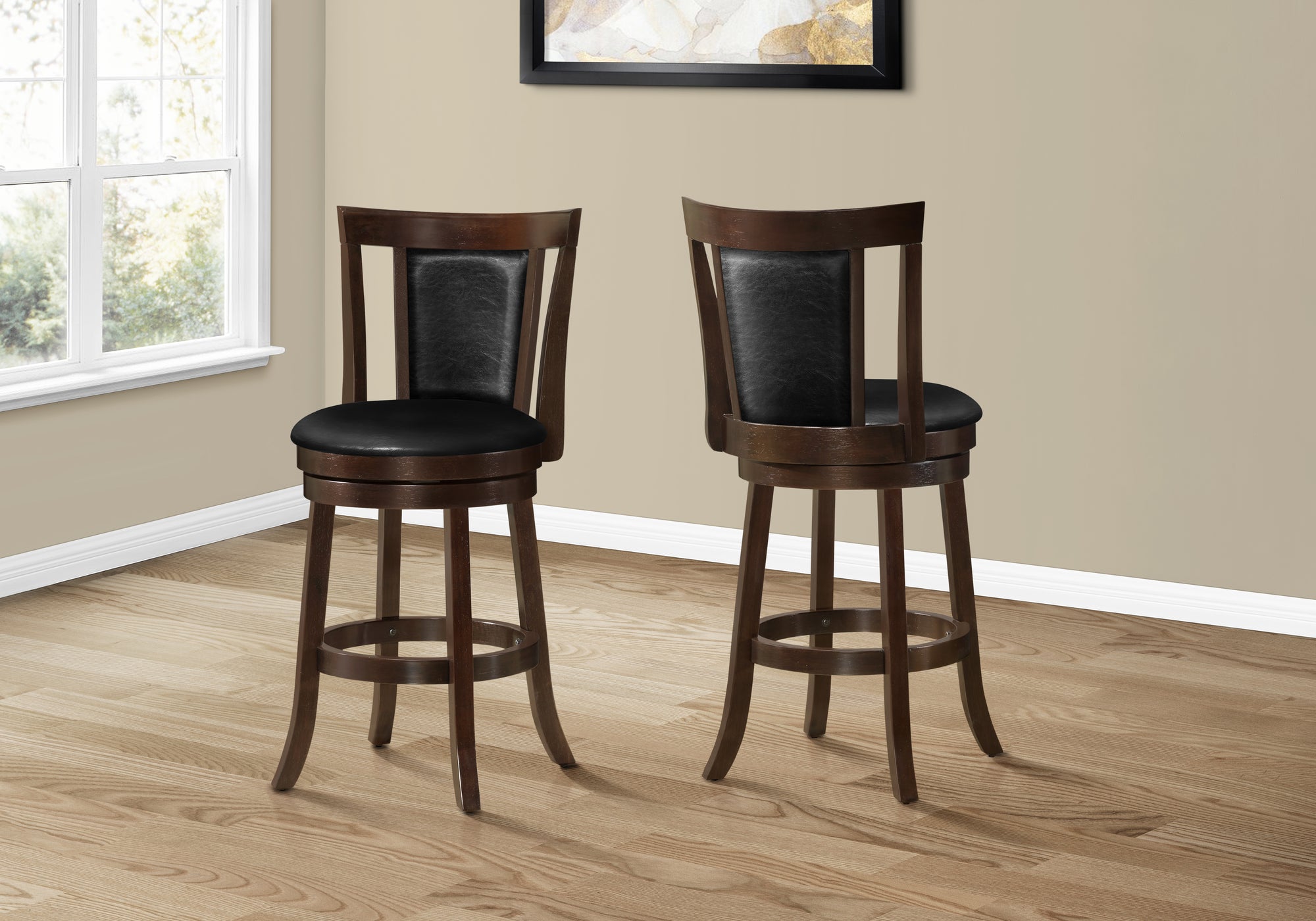 Image of barstool - 2pcs 39inch h swivel espresso counter hgt  i 1288.