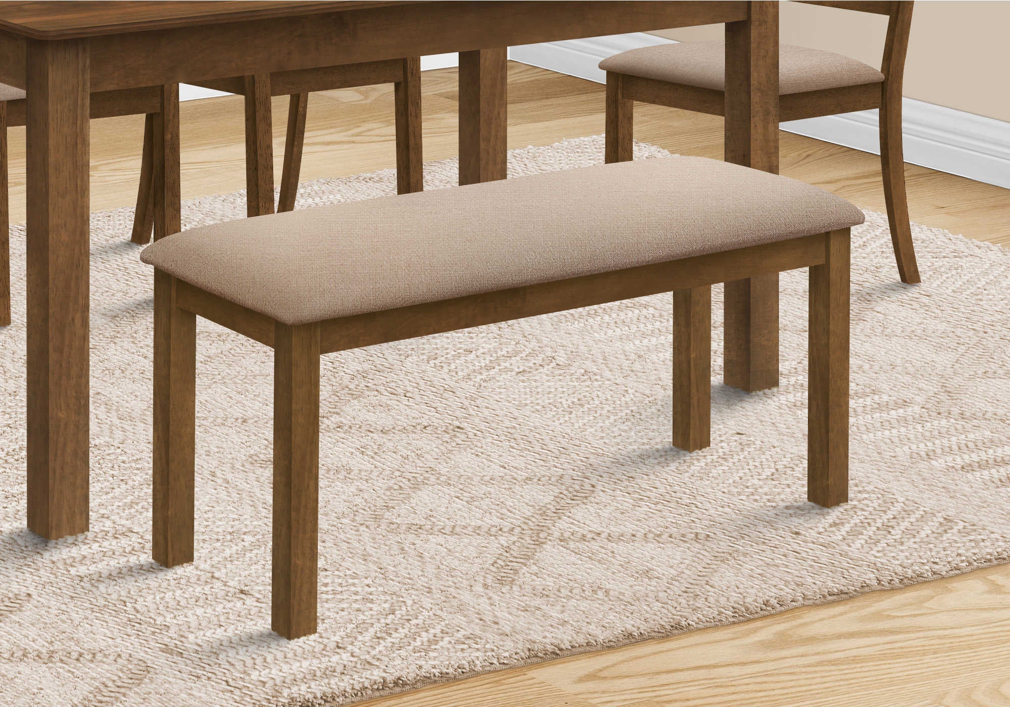 Image of bench - 42l  brown walnut  beige fabric i 1317.