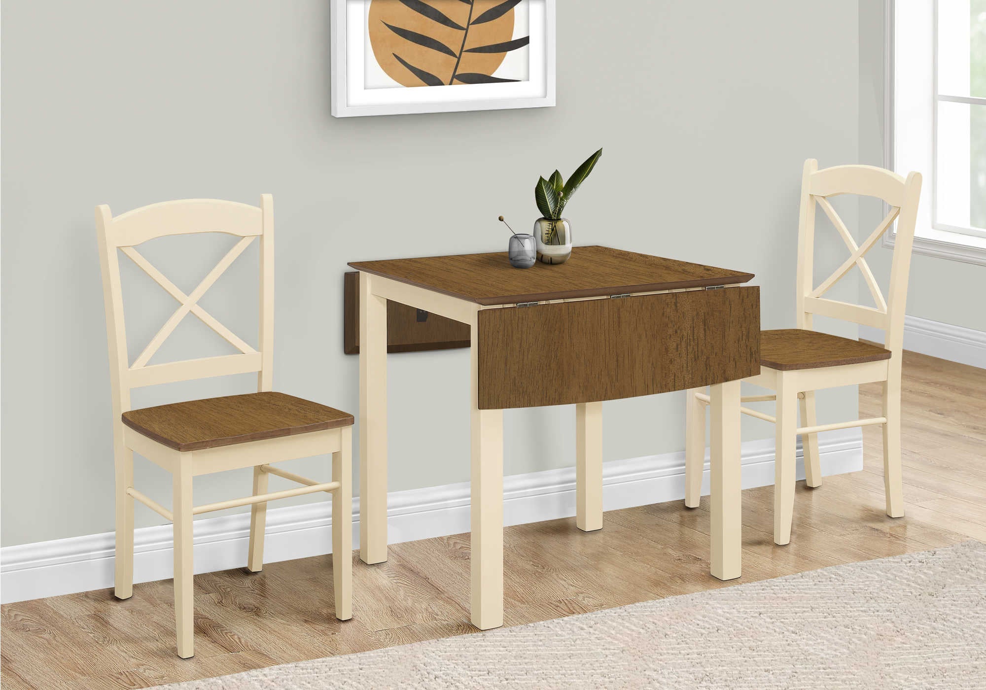 Image of dining table - 30x 48 cream  oak top 9 drop leaf i 1327.