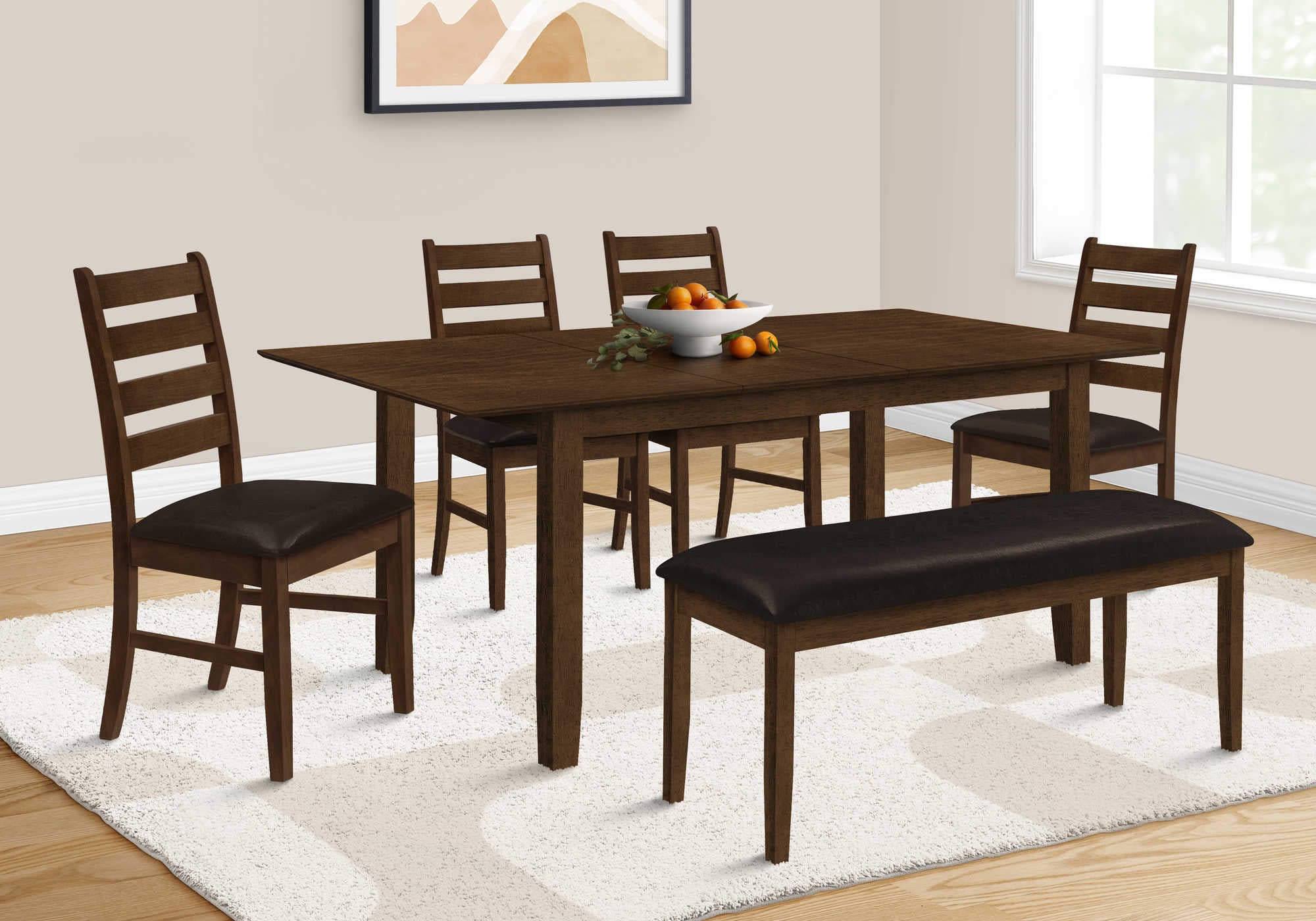 Image of dining table - brown veneer 42x 78 18 extension panel i 1371.