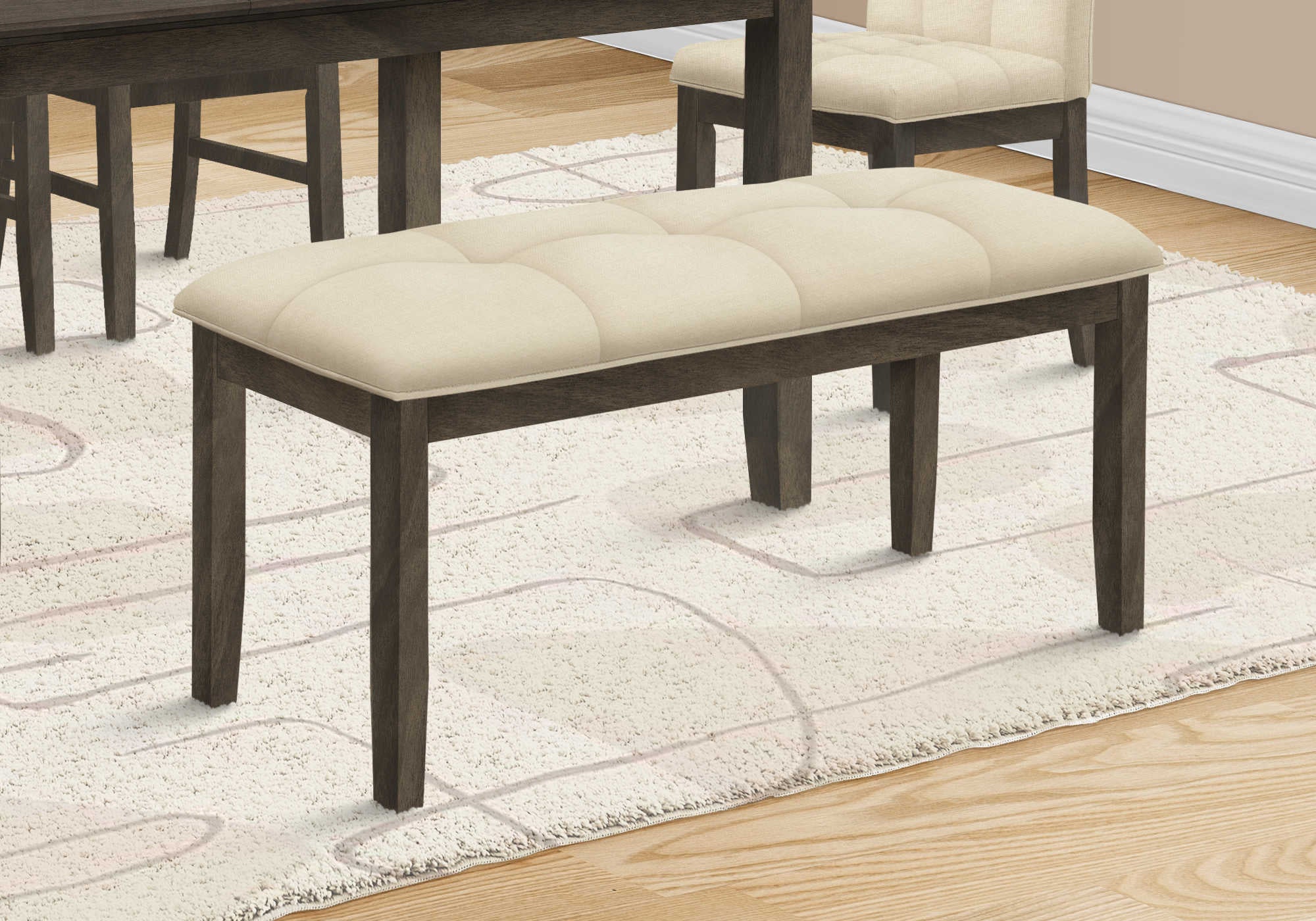 Image of bench - 44l  grey  cream fabric seat i 1377.