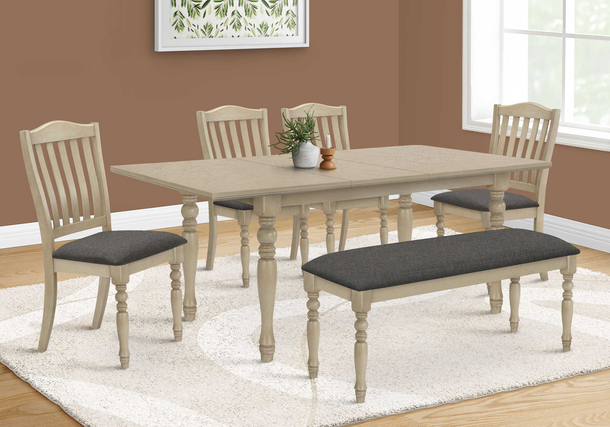 Image of dining table - antique grey veneer 42x  extension i 1391.