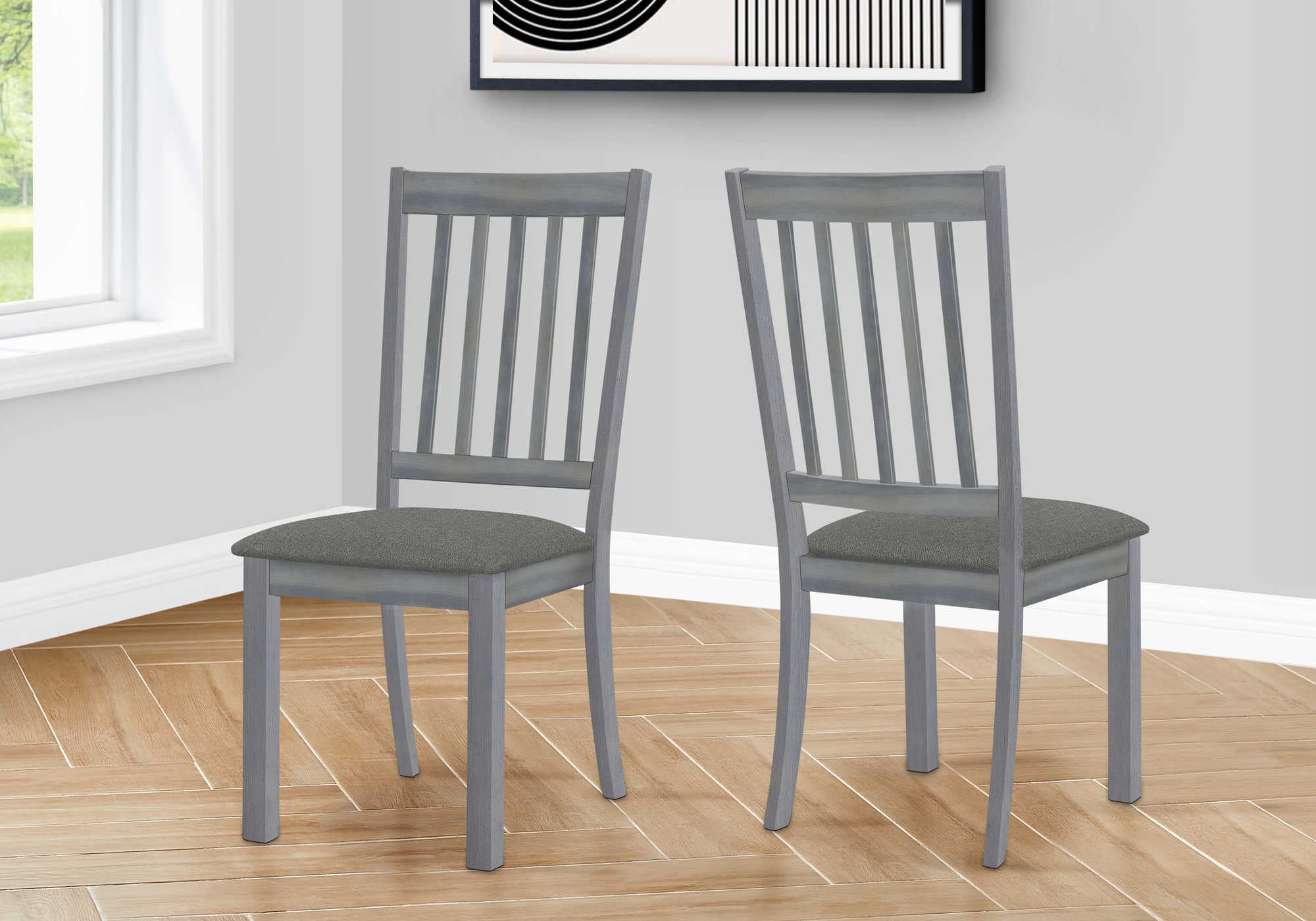 Image of dining chair - 2pcs  40h washed grey  dark grey fabric i 1434.