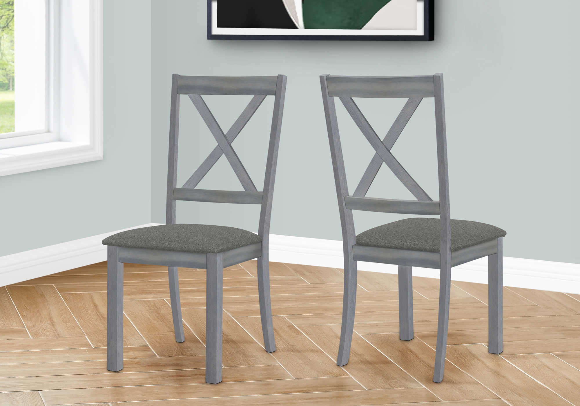 Image of dining chair - 2pcs  40h washed grey  dark grey fabric i 1435.