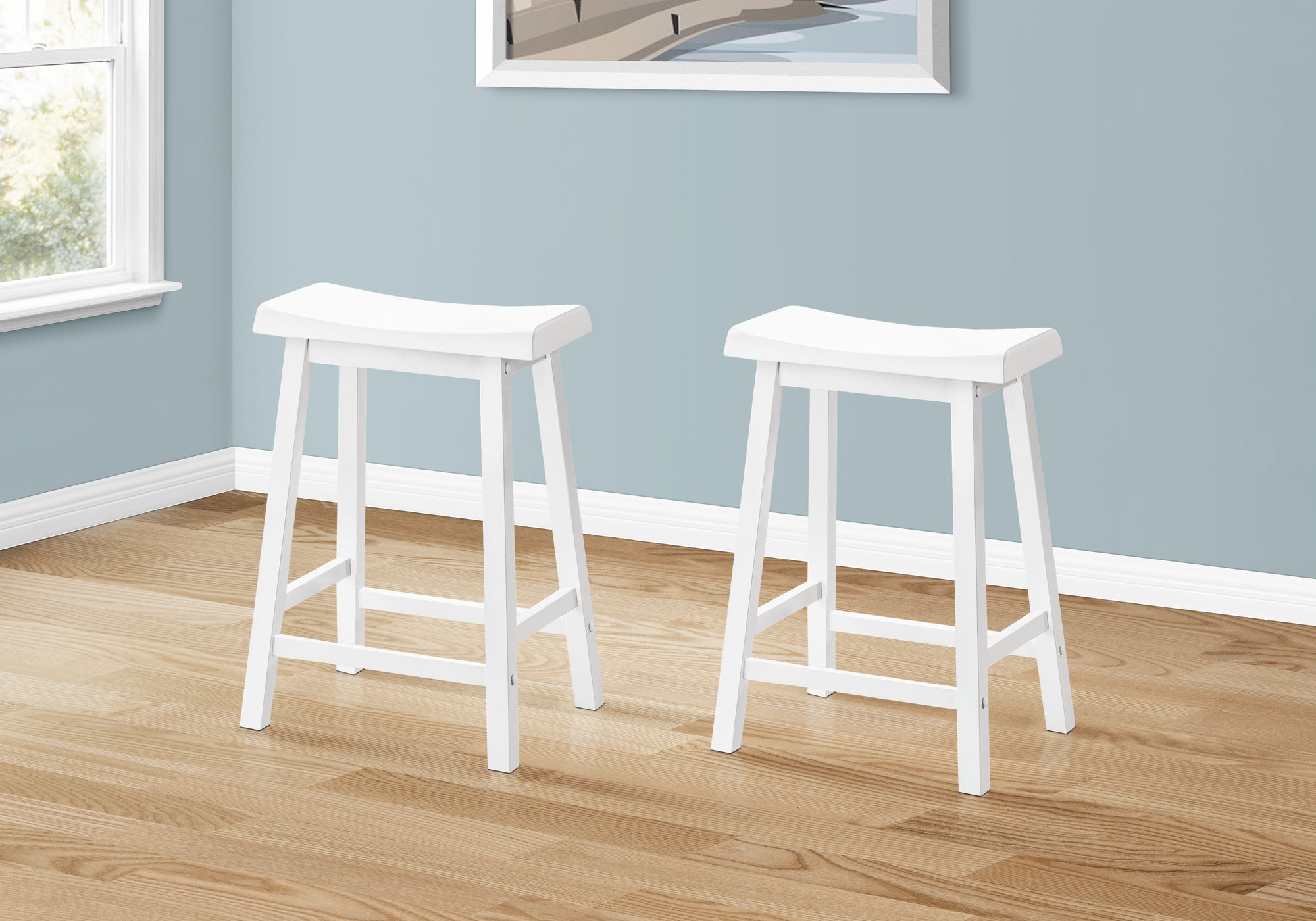 Image of barstool - 2pcs 24inch h white saddle seat  i 1533.