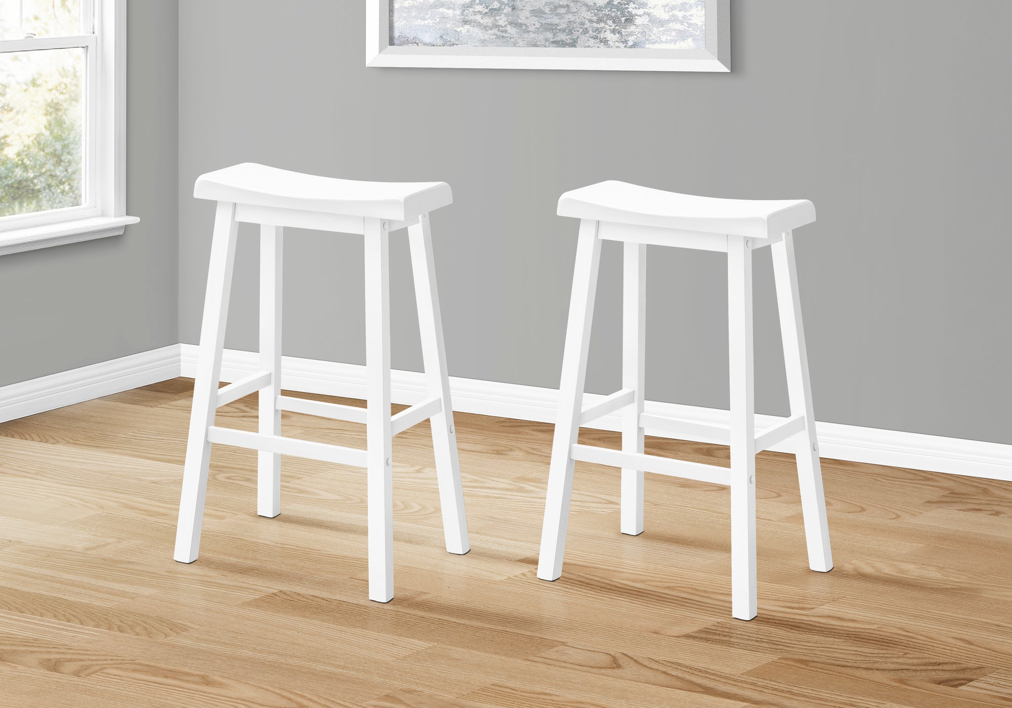 Image of barstool - 2pcs 29inch h white saddle seat  i 1534.