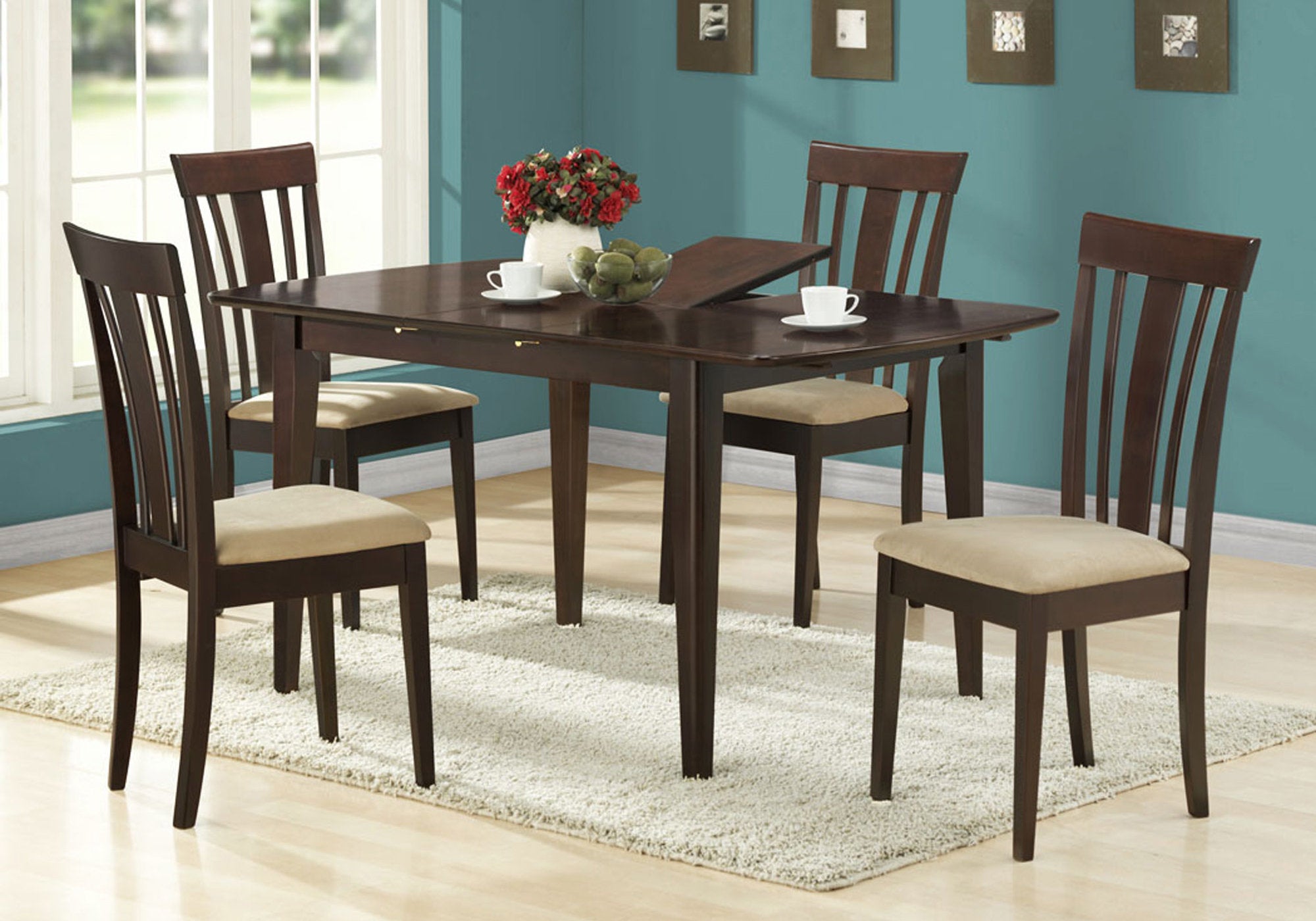 Image of dining table - 36inch x 48inch x 60inch espresso with a leaf  i 1897.