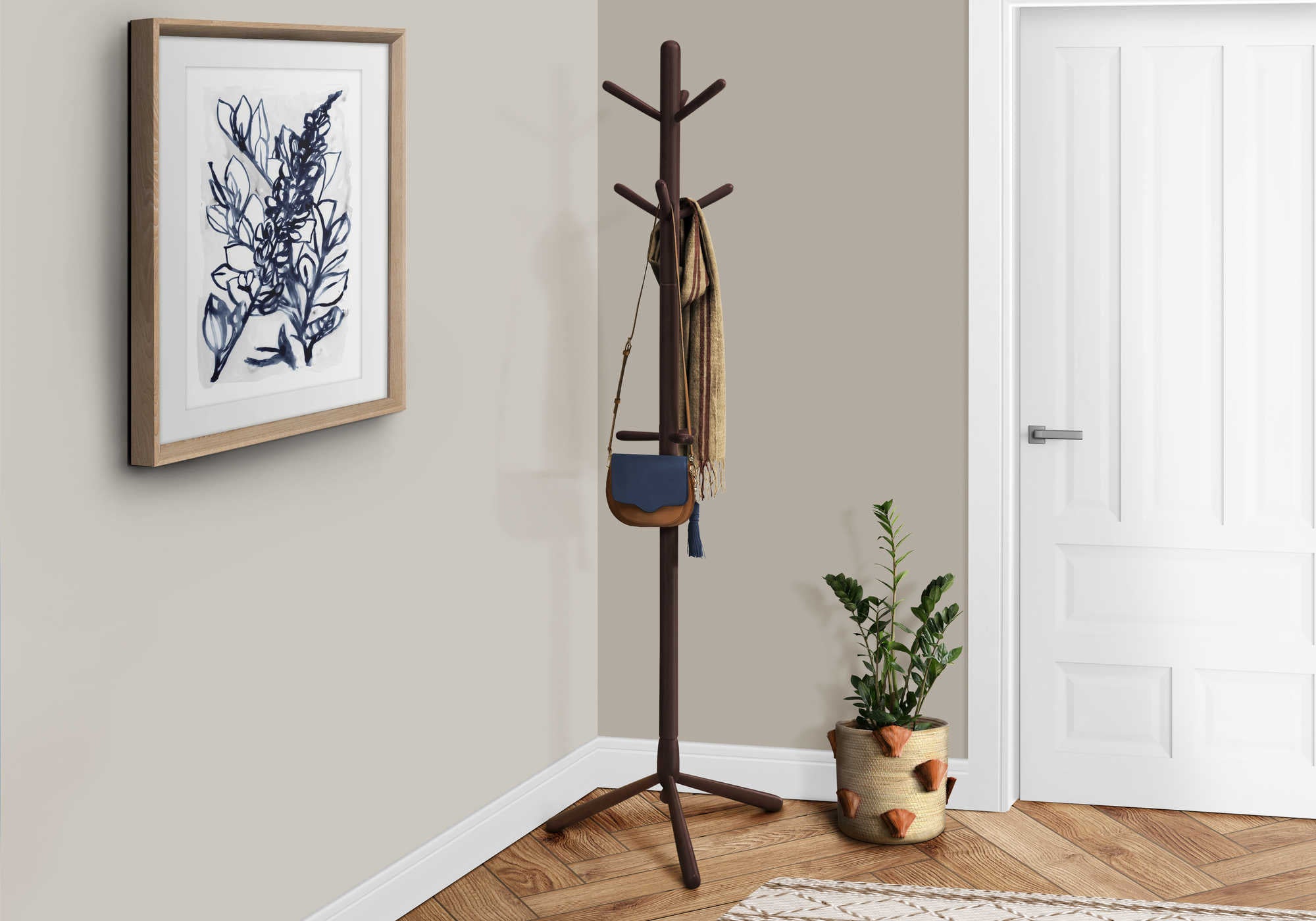 Image of coat rack - 69h  espresso wood contemporary style i 2004.