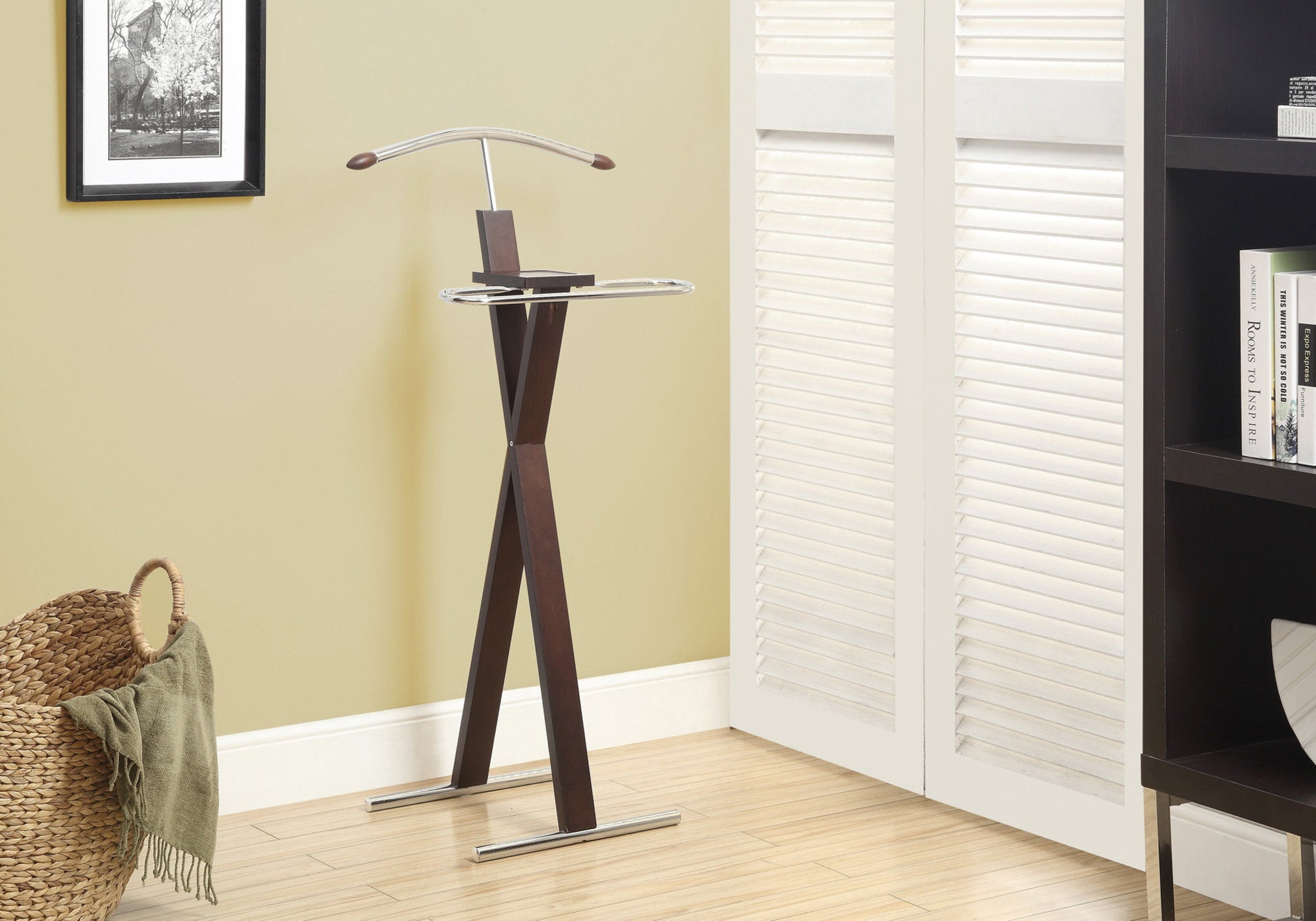 Image of bedroom accent - valet - espresso chrome metal  i 2024.