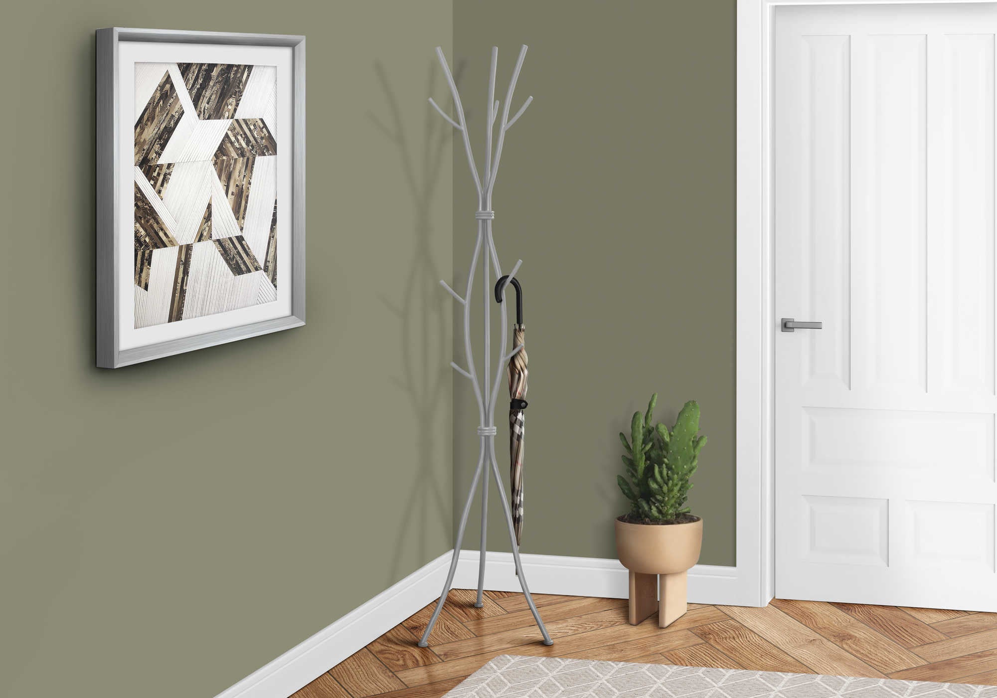 Image of coat rack - 74h  hammered silver metal i 2061.