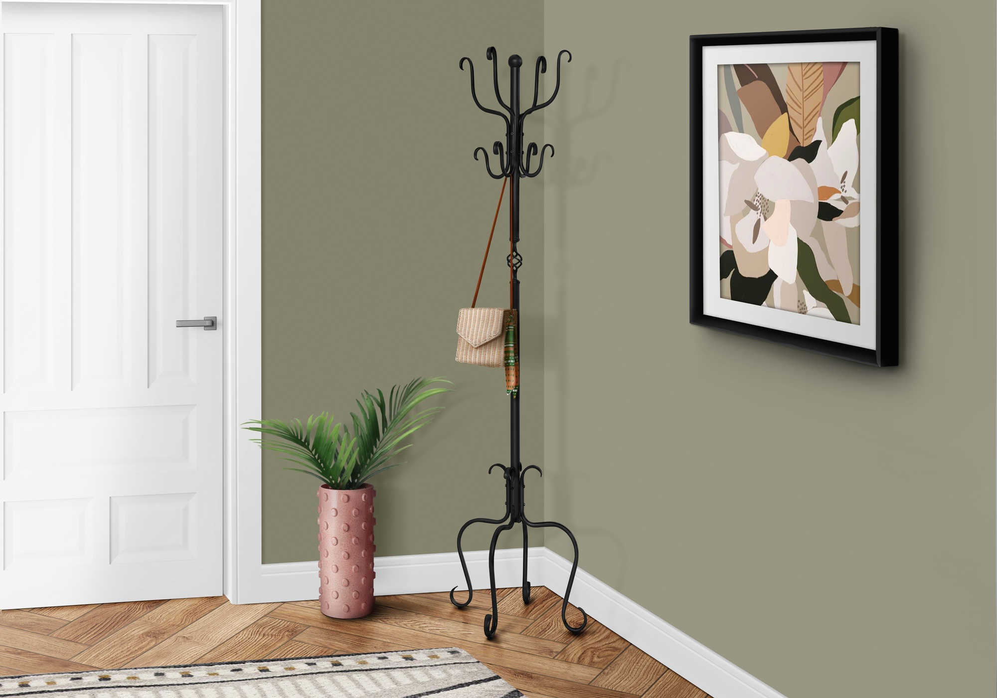 Image of coat rack - 74h  traditional hammered black metal i 2065.