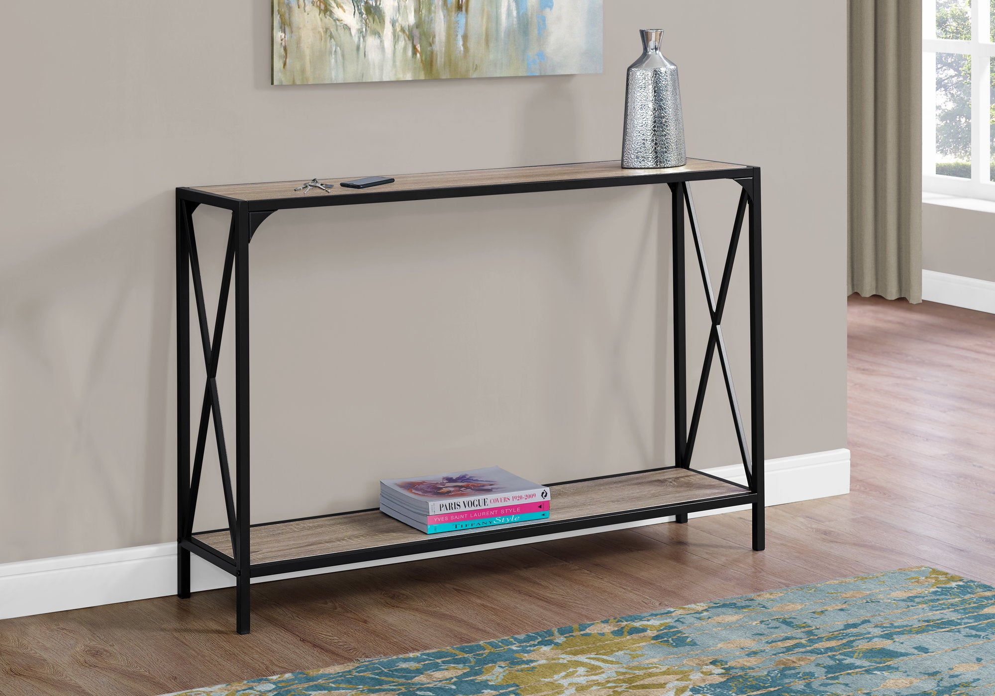 Image of accent table - 48inch l dark taupe black hall console  i 2125.