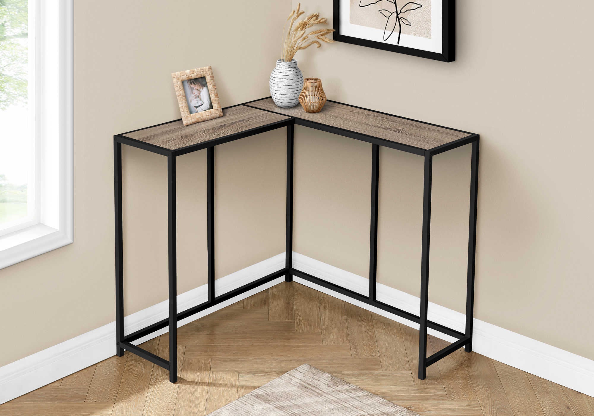Image of accent table - 36l  dark taupe  black corner console i 2155.