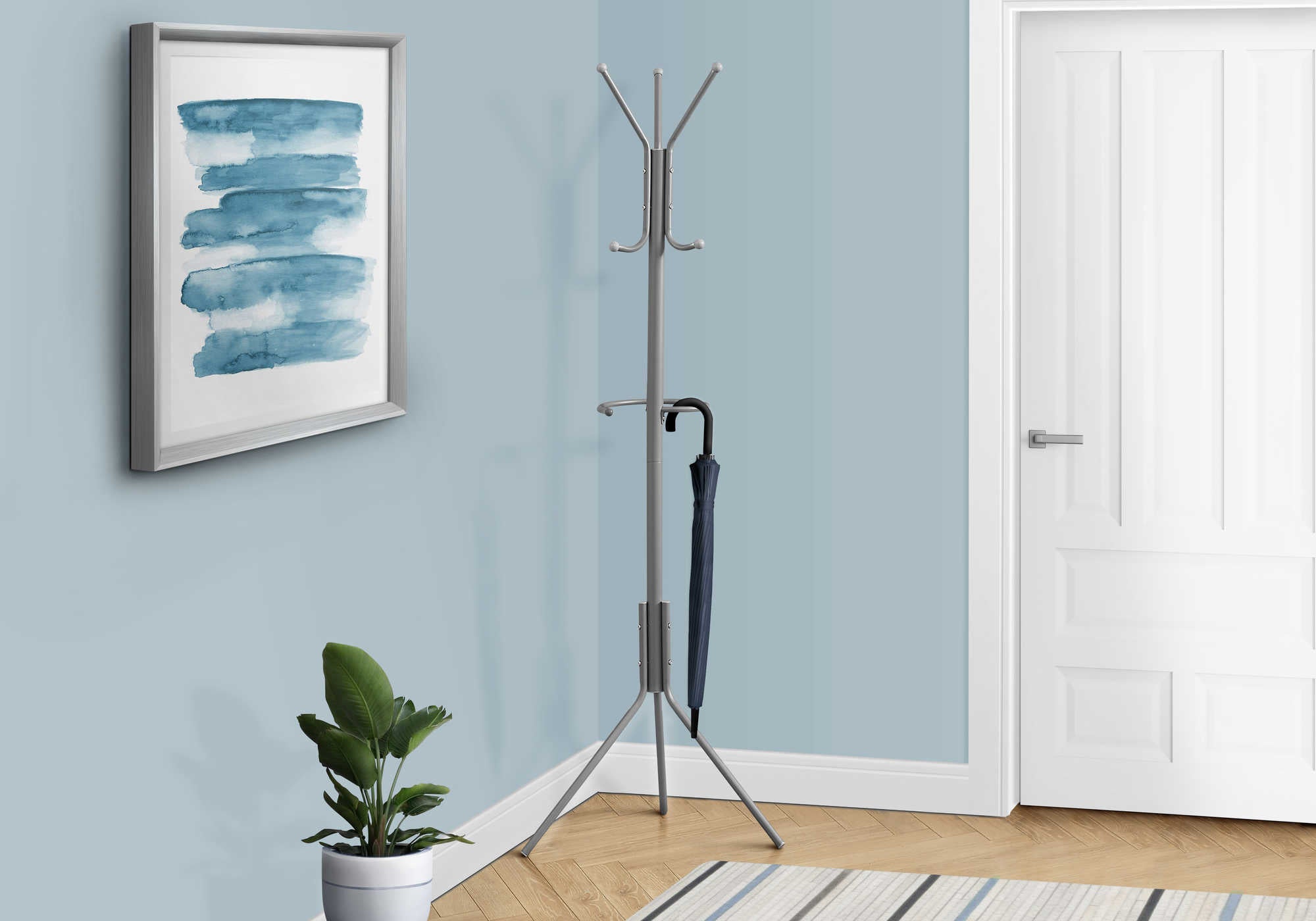 Image of coat rack - 68h  silver metal i 2163.