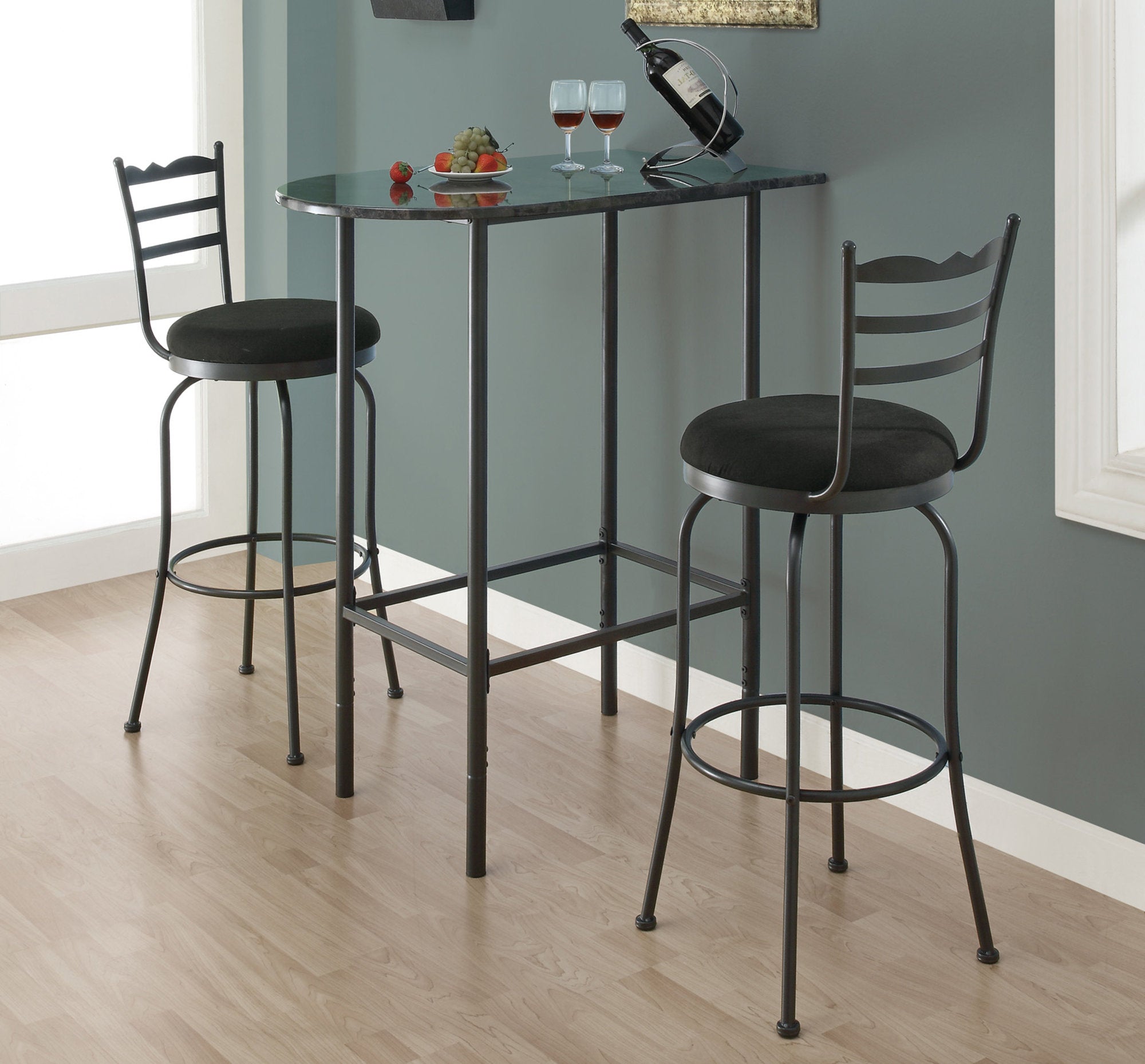 Image of home bar - 24inch x 36inch grey marble charcoal metal  i 2325.