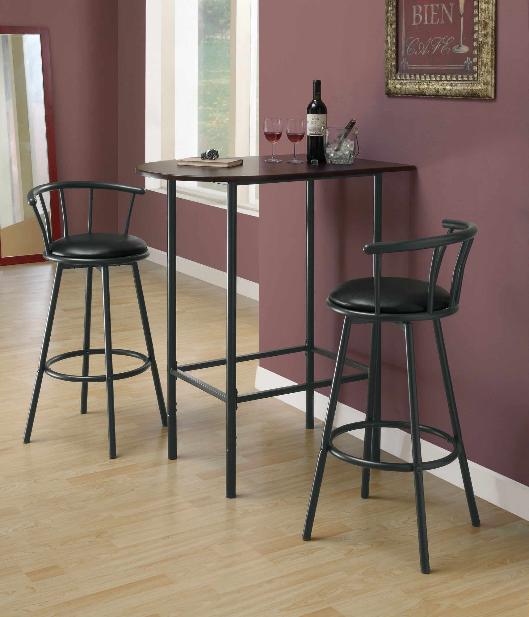 Image of home bar - 24inch x 36inch espresso black metal spacesaver  i 2345.