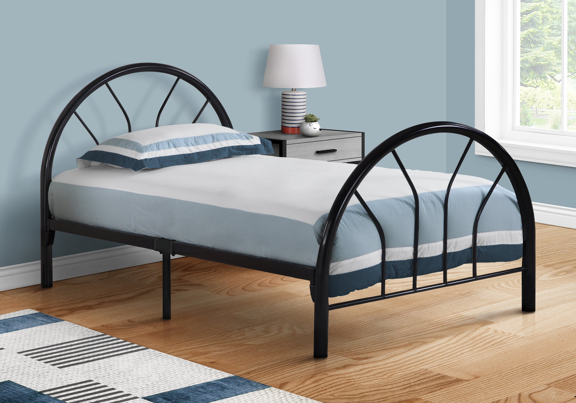 Image of bed - twin black metal frame only i 2389b.