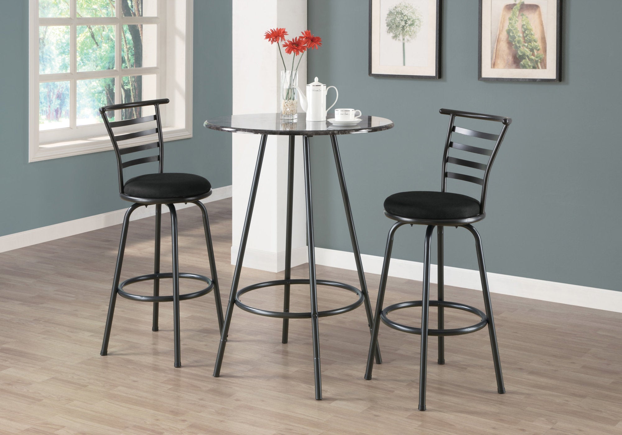 Image of barstool - 2pcs 43inch h swivel silver grey metal  i 2396.