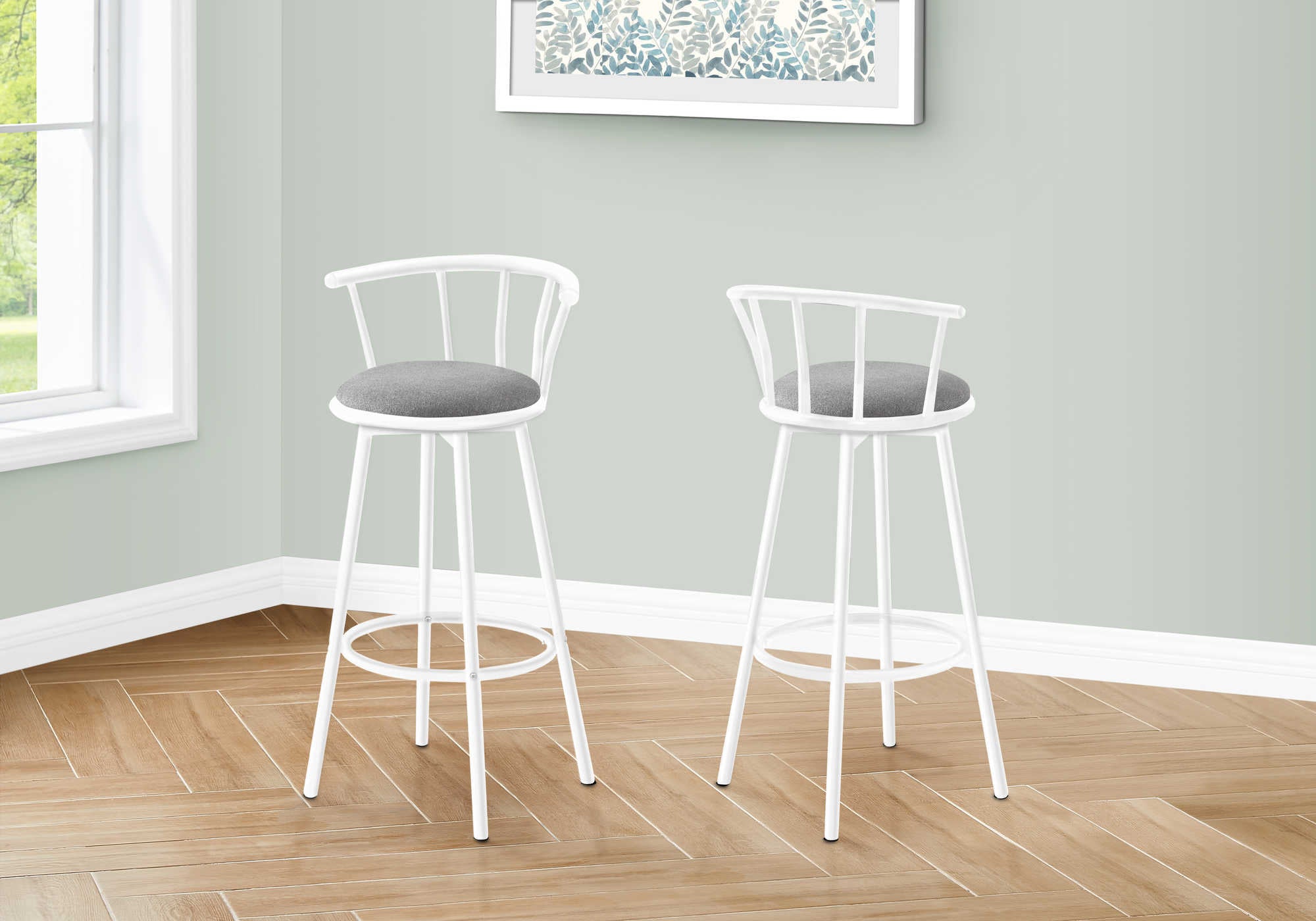 Image of barstool - 2pcs  36h  swivel  white metal i 2397.