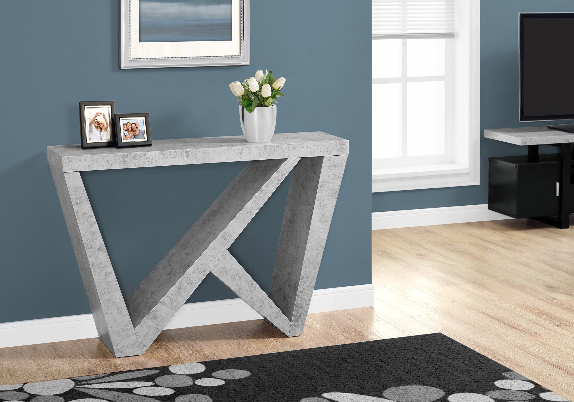 Image of accent table - 48inch l cement-look hall console  i 2436.