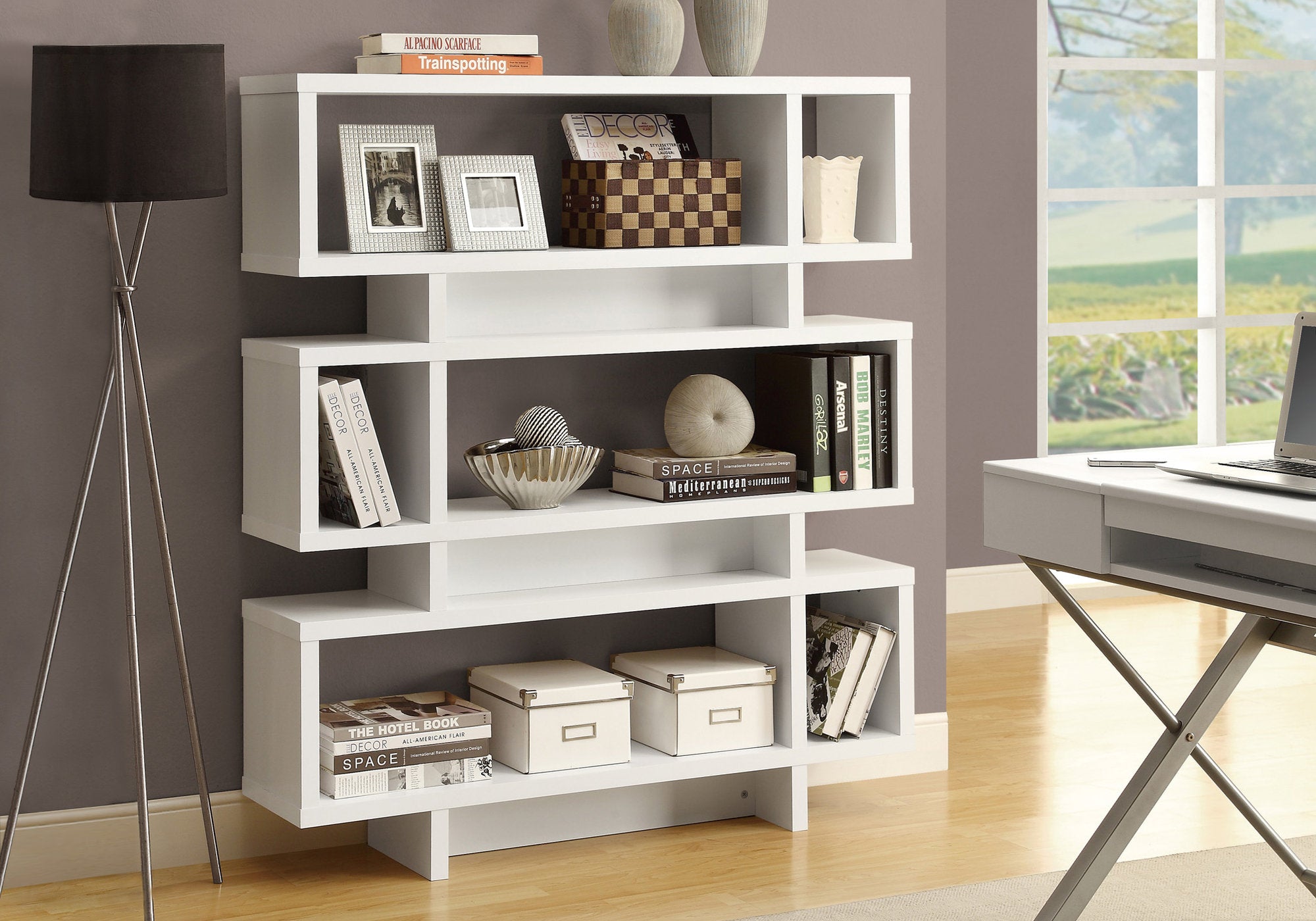 Image of bookcase - 55inch h white modern style  i 2532.